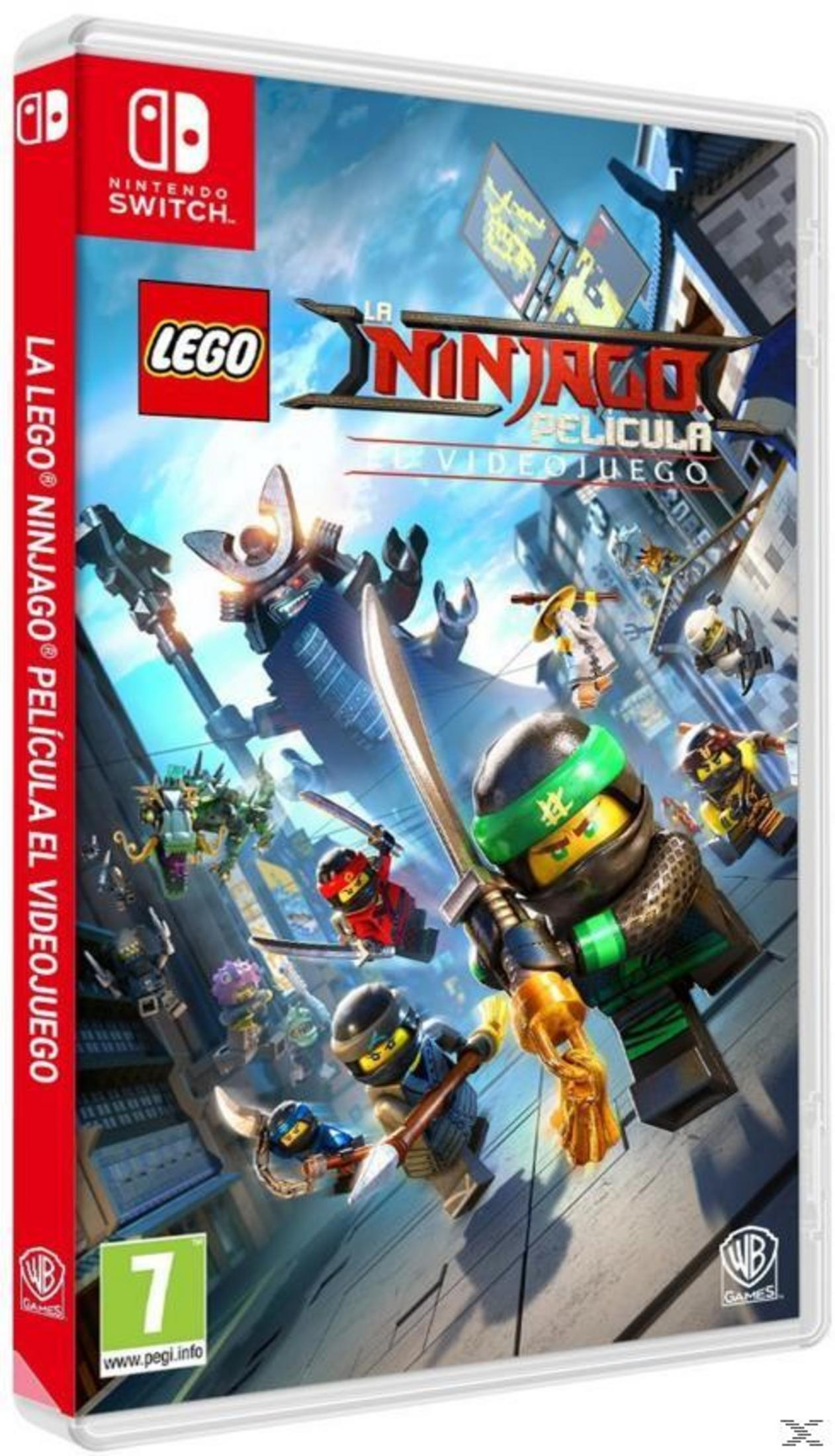 Portada del videojuego Lego Ninjago Película para Nintendo Switch con ninjas luchando.