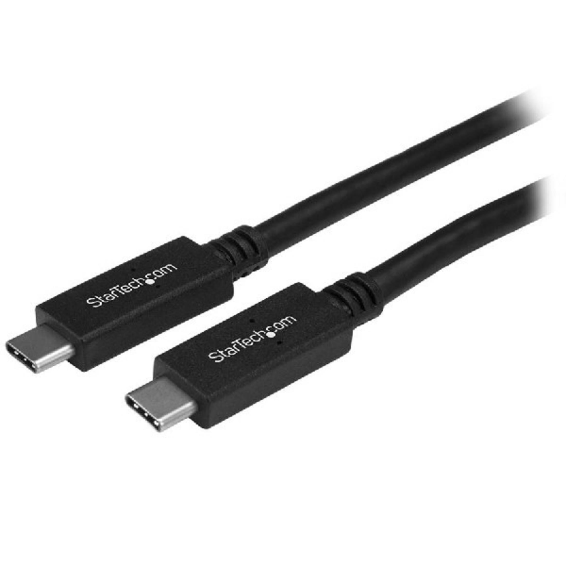 Two black USB-C cables with silver connectors on a white background.
