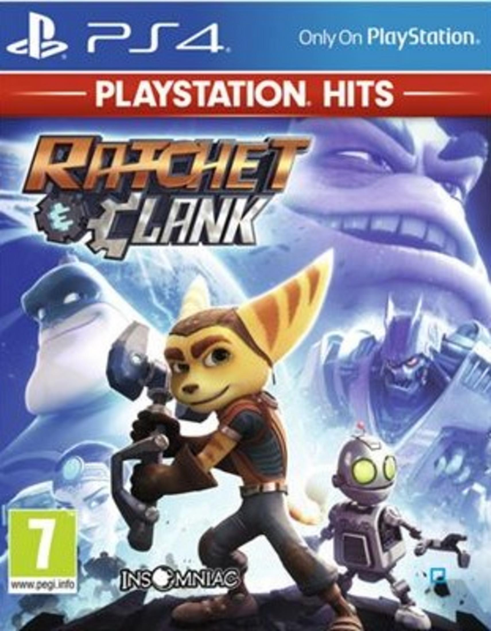 La portada muestra a Ratchet y Clank con el logo de PS4 y "Playstation Hits".