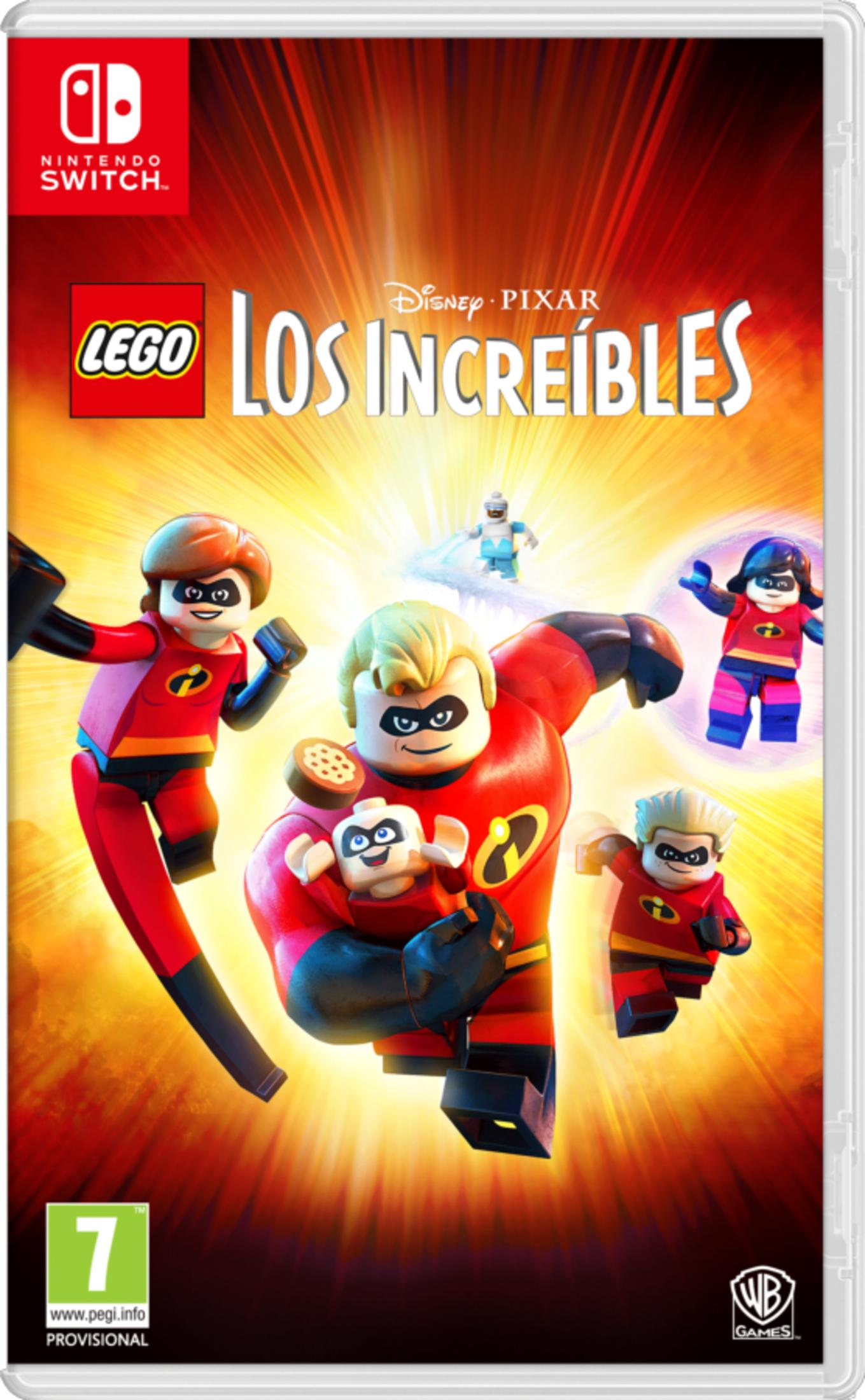 Copertina del gioco LEGO Gli Incredibili con la famiglia su sfondo rosso.