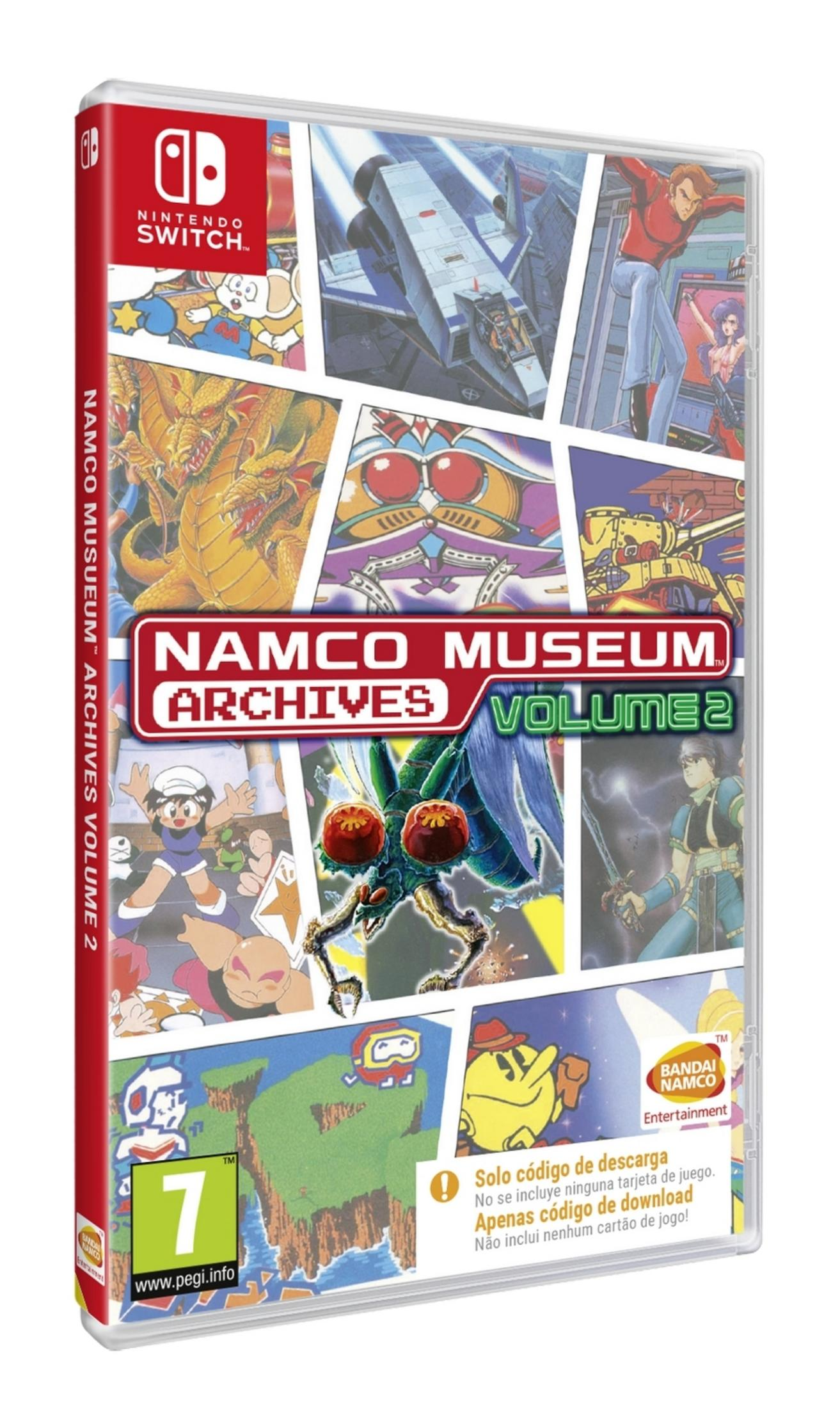 Funda Nintendo Switch Namco Museum Archives Volume 2 con collage de cómics y logo del juego.