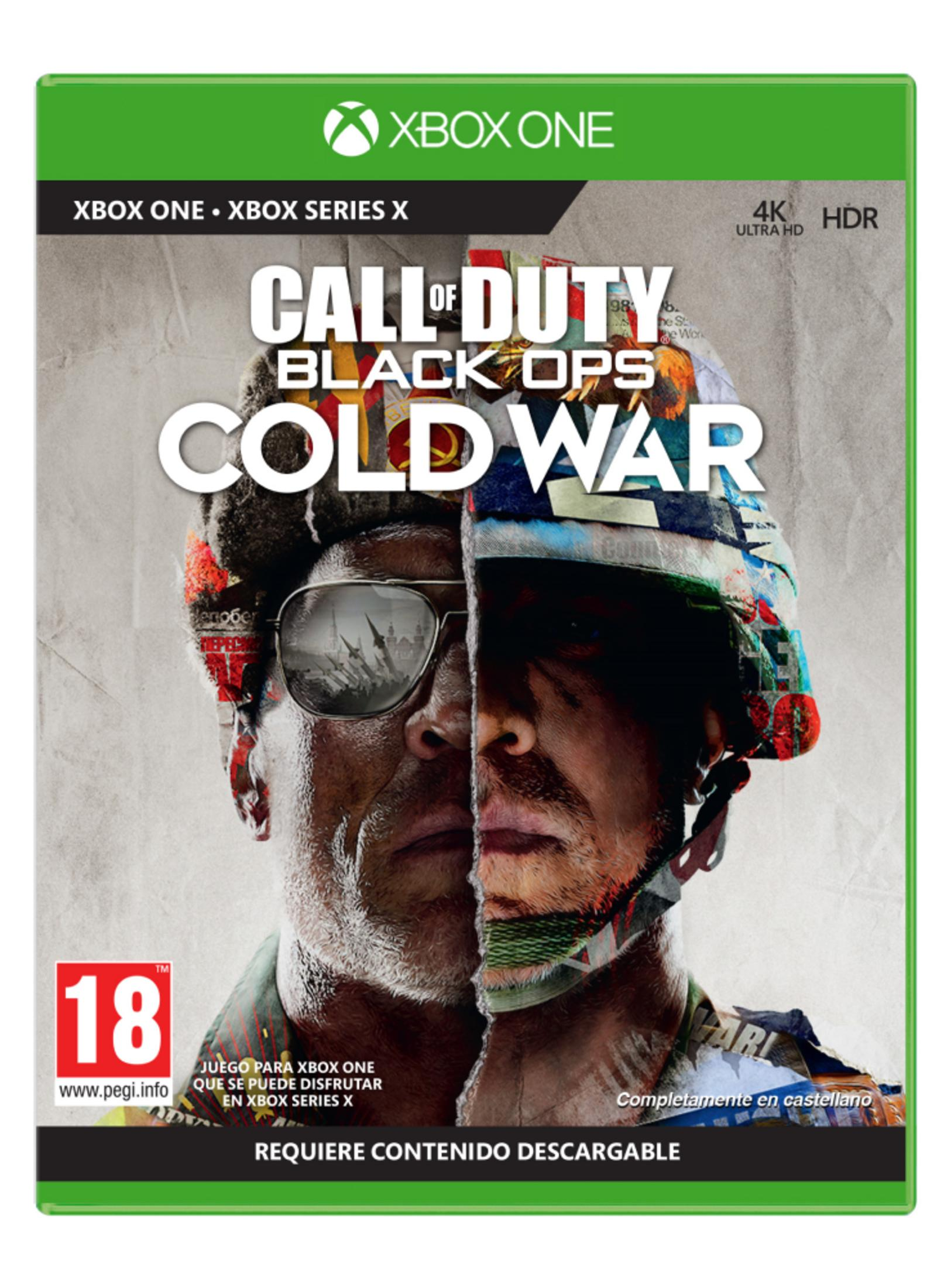 Copertina Call of Duty Black Ops Cold War Xbox One con volto diviso di soldato con occhiali da sole.