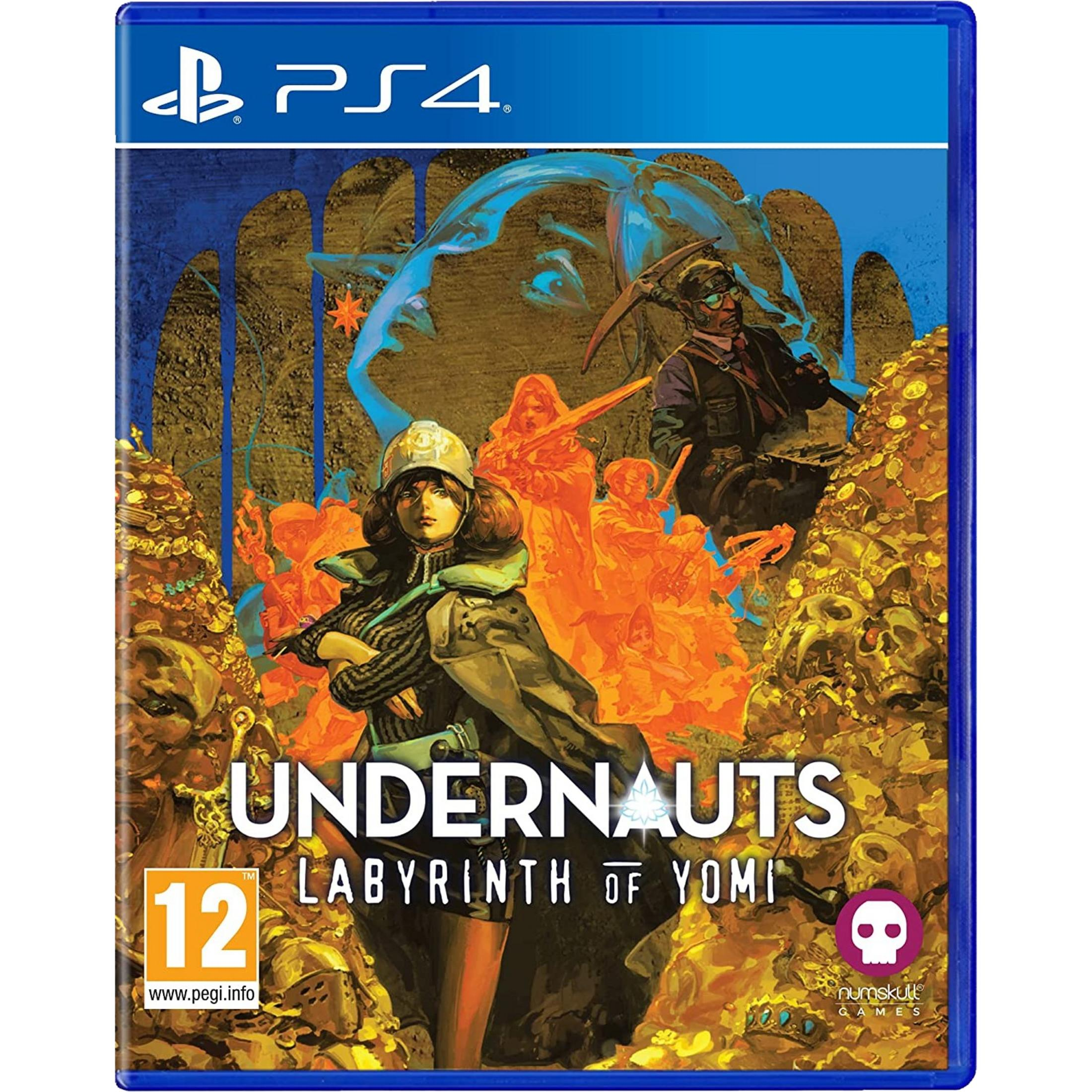 Copertina gioco PS4 Undernauts: Labyrinth of Yomi. Personaggi e tesori in primo piano.