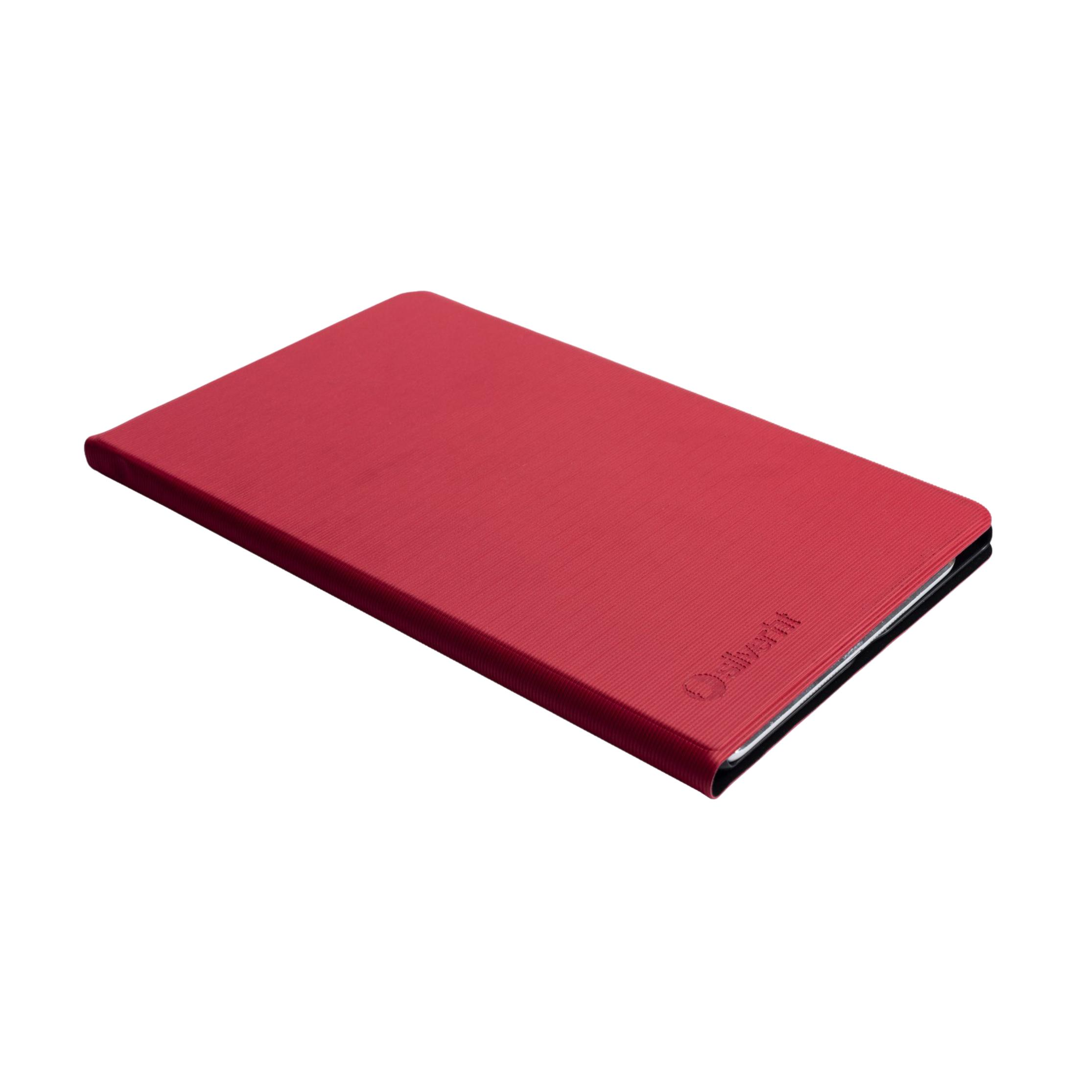 Funda roja con textura fina, sobre fondo blanco.