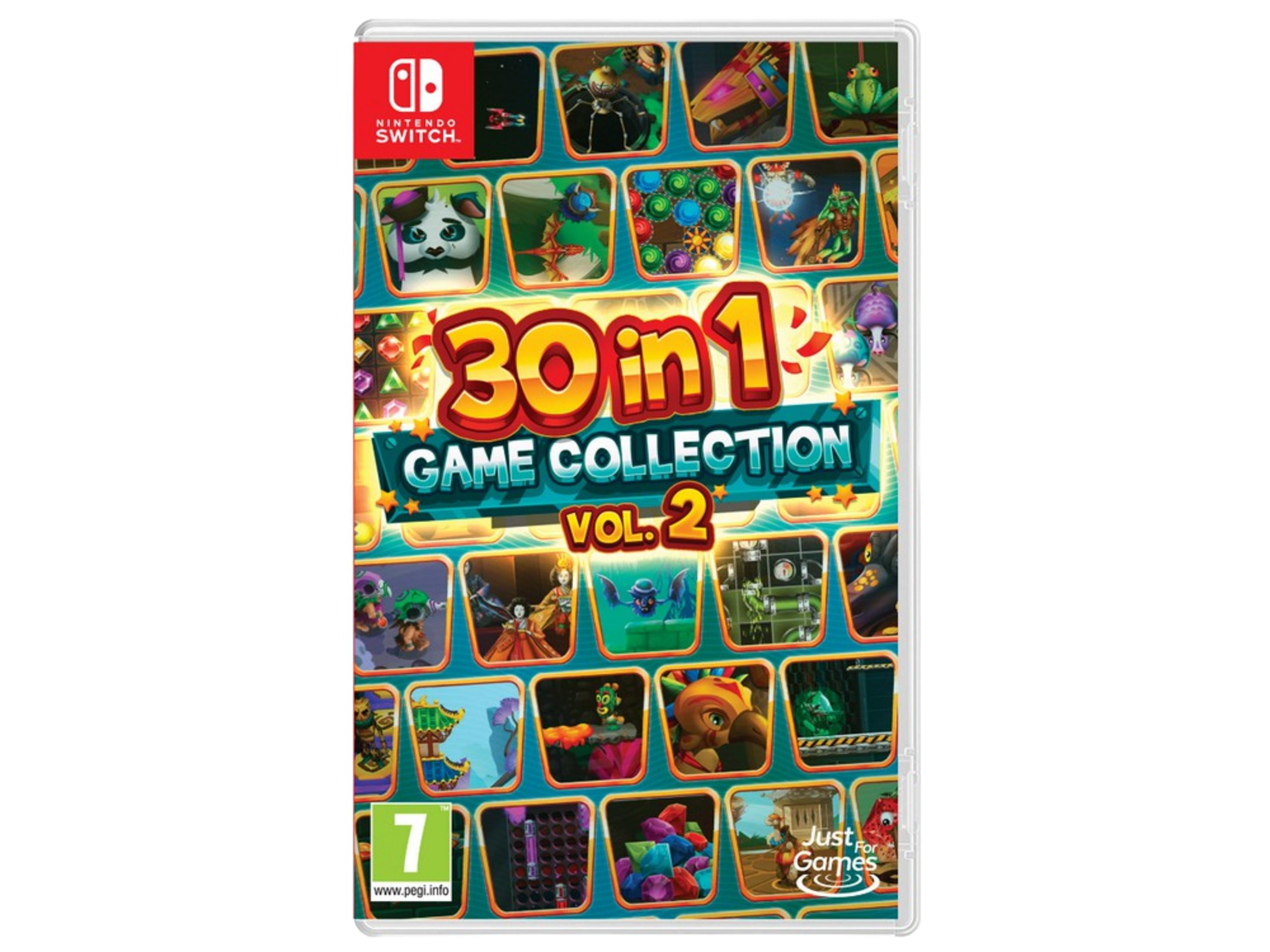 Custodia gioco Nintendo Switch '30 in 1 Game Collection Vol. 2' con molte piccole immagini.