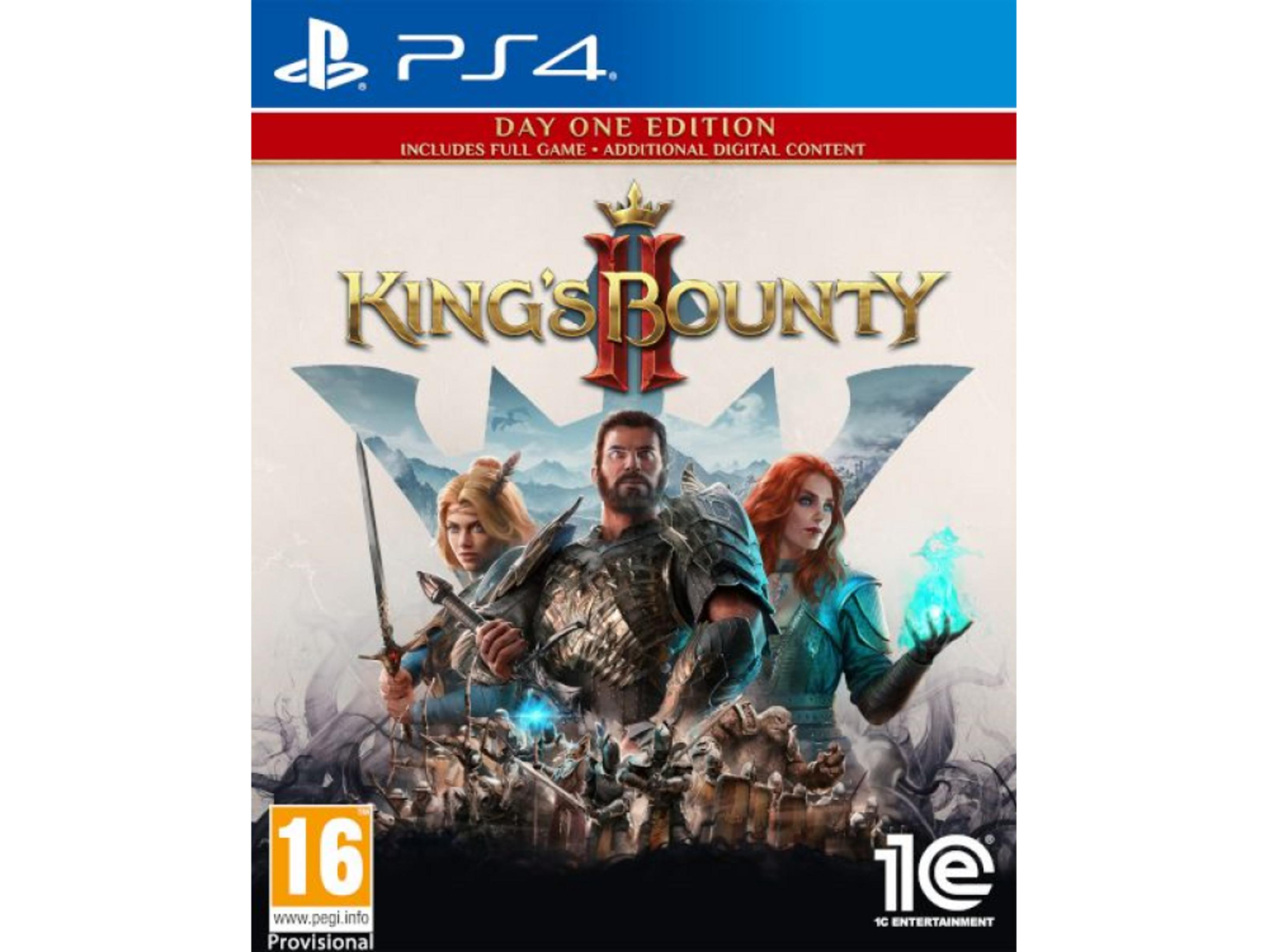 Copertina gioco PlayStation 4: King's Bounty II con tre guerrieri e un esercito.