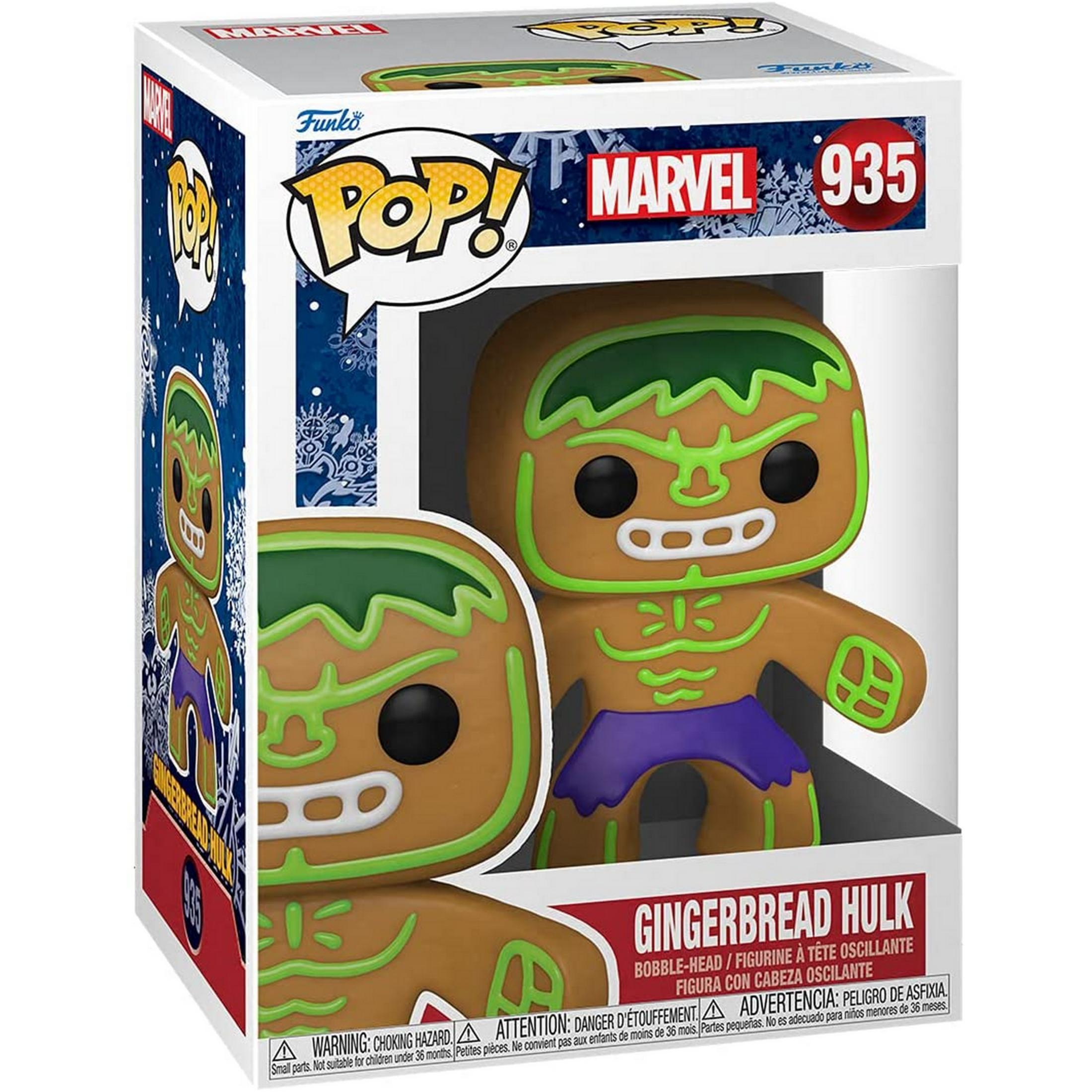 Action figure Funko POP! "Gingerbread Hulk" in scatola, marrone con accenti verdi.