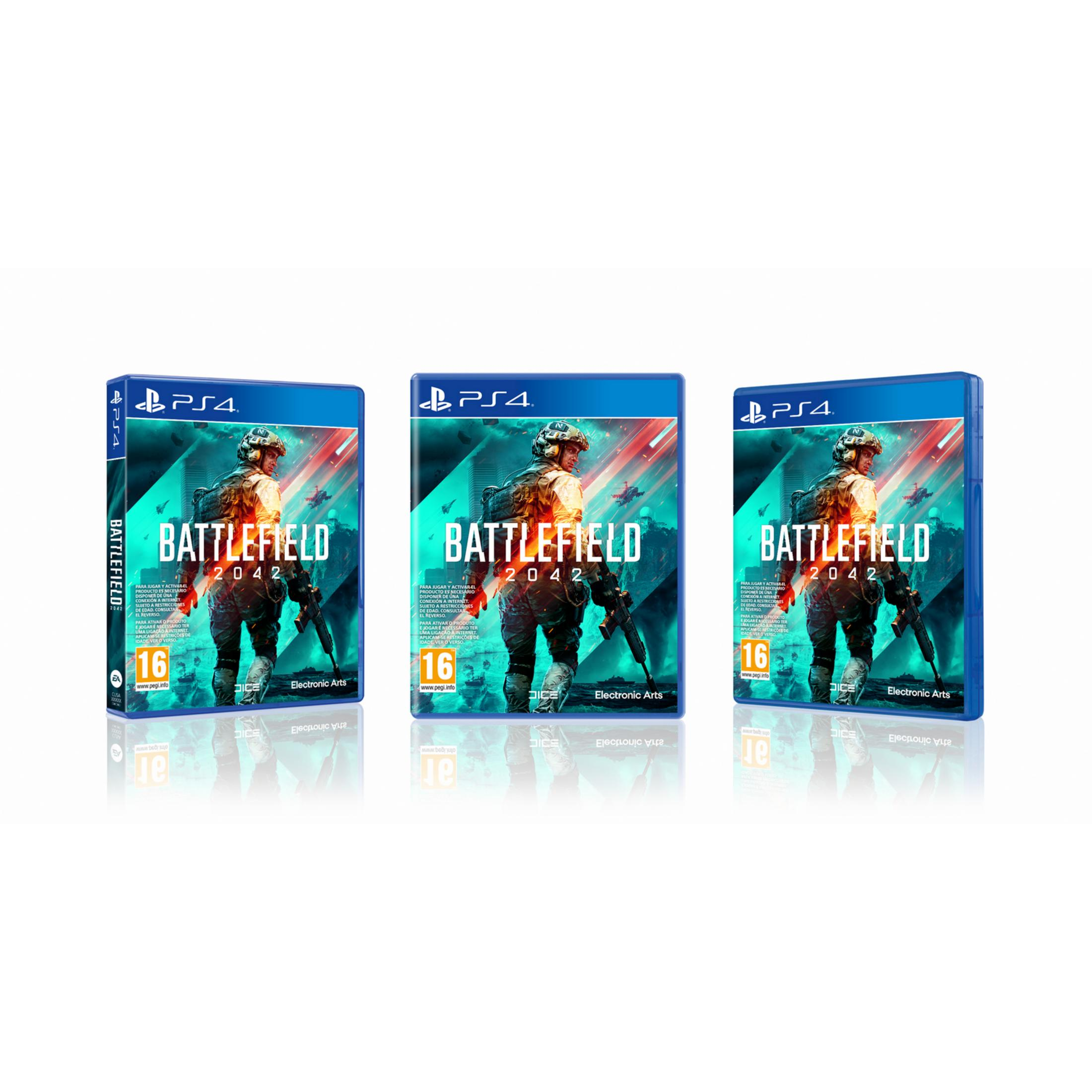 Tre custodie PS4 di Battlefield 2042 con un soldato.