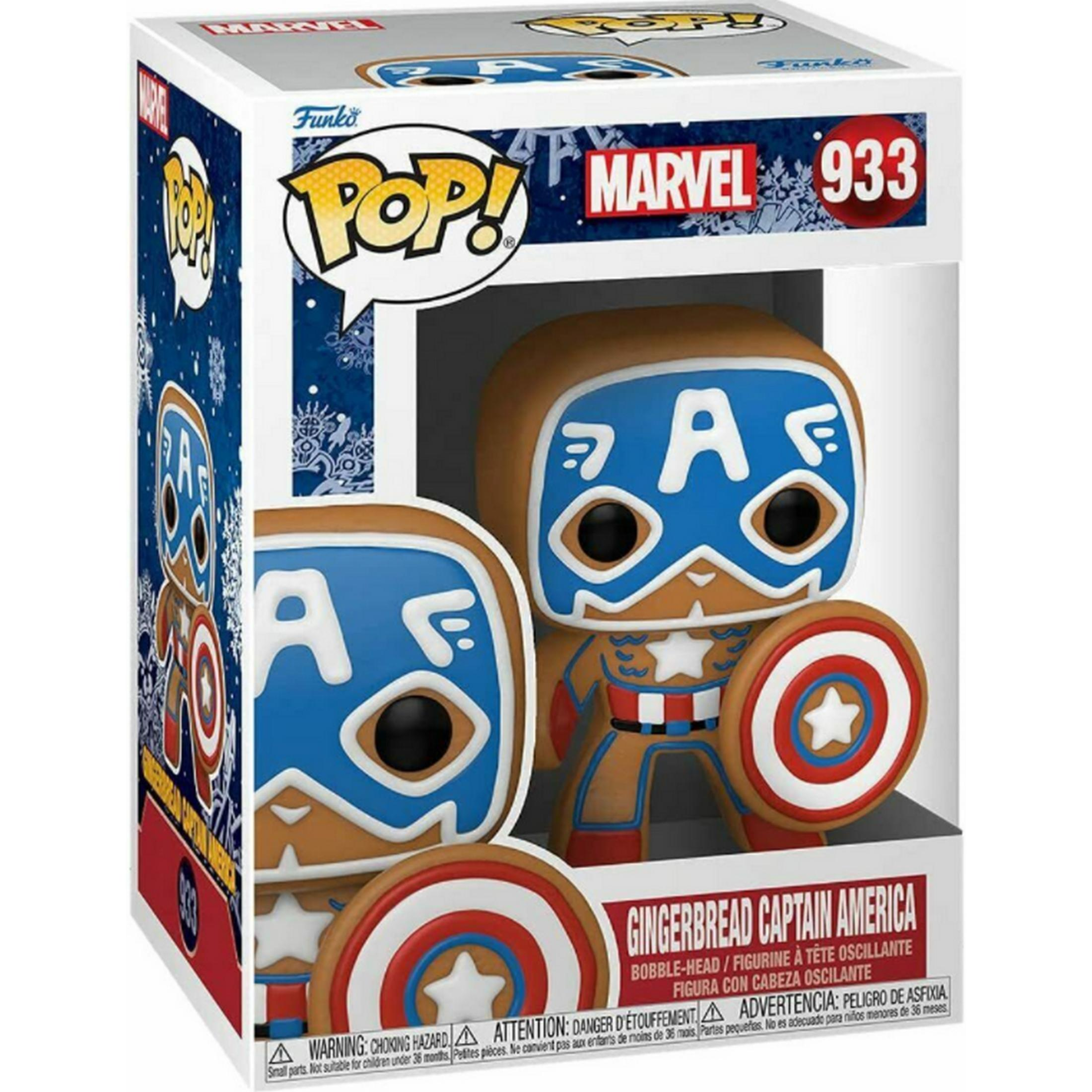 Funko Pop! Lebkuchen Captain America Figur in Box, mit Schild.