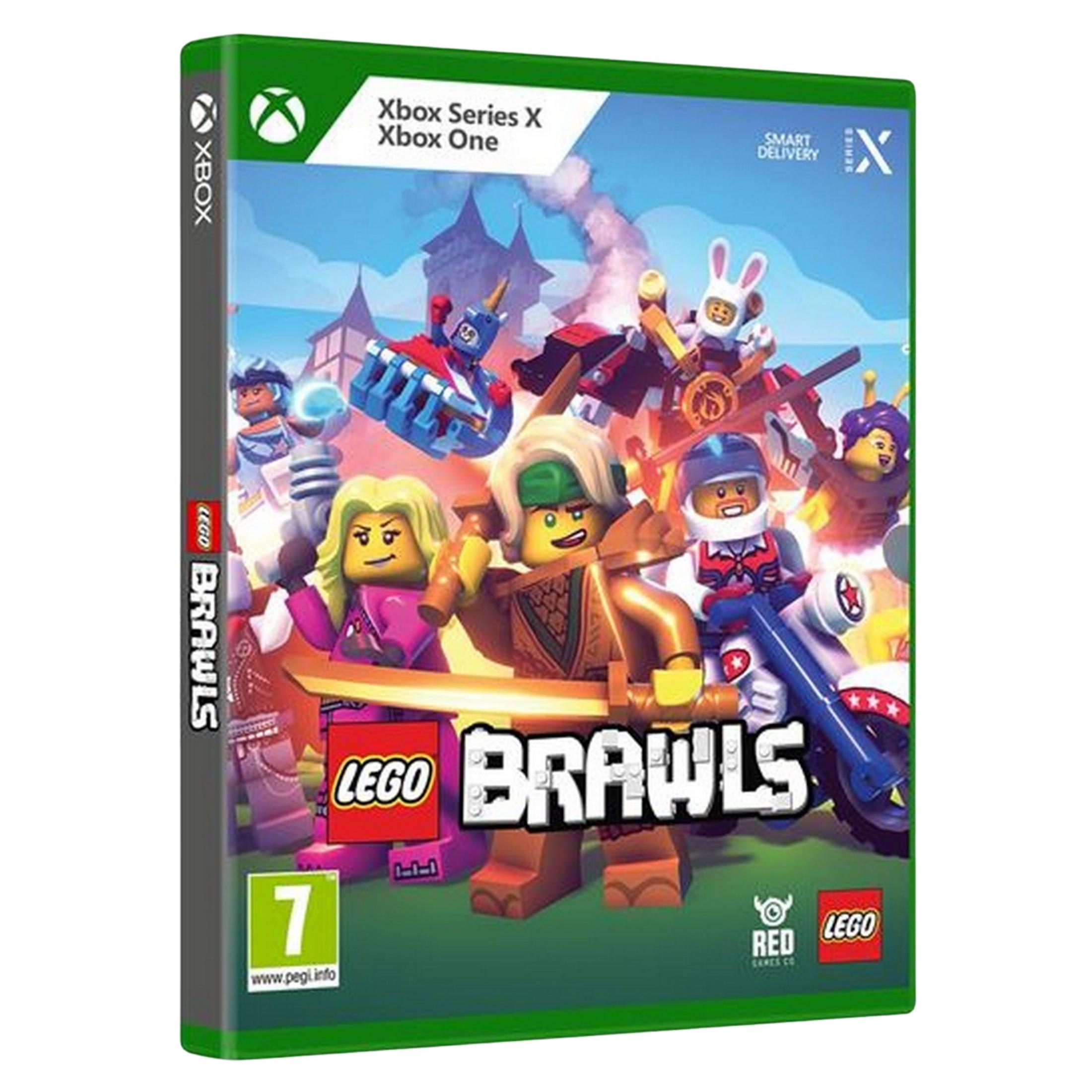 Custodia gioco Xbox Series X/One con personaggi Lego, tra cui un ninja dorato e un coniglio.