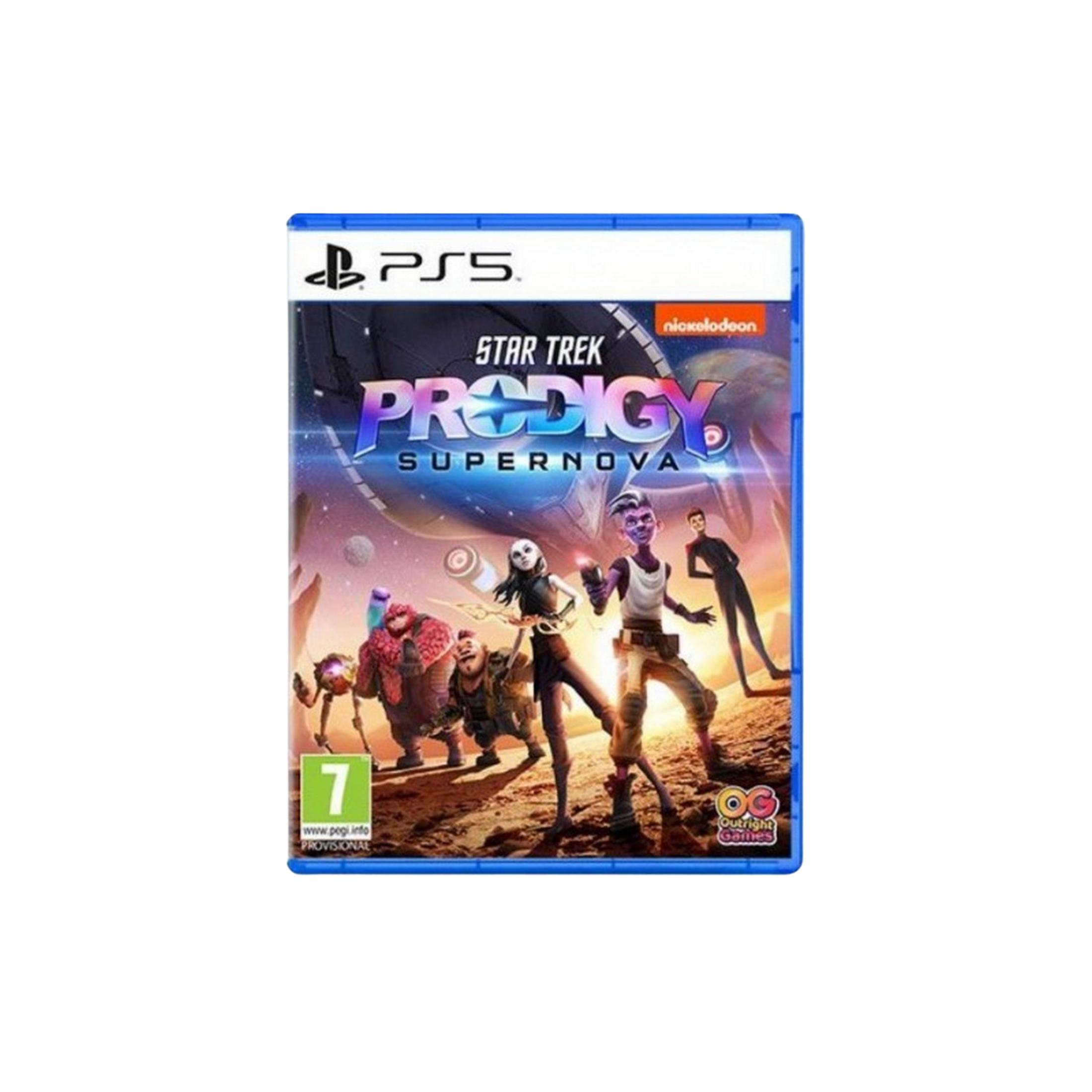 Copertina gioco PS5: Star Trek Prodigy Supernova. Personaggi su pianeta alieno.