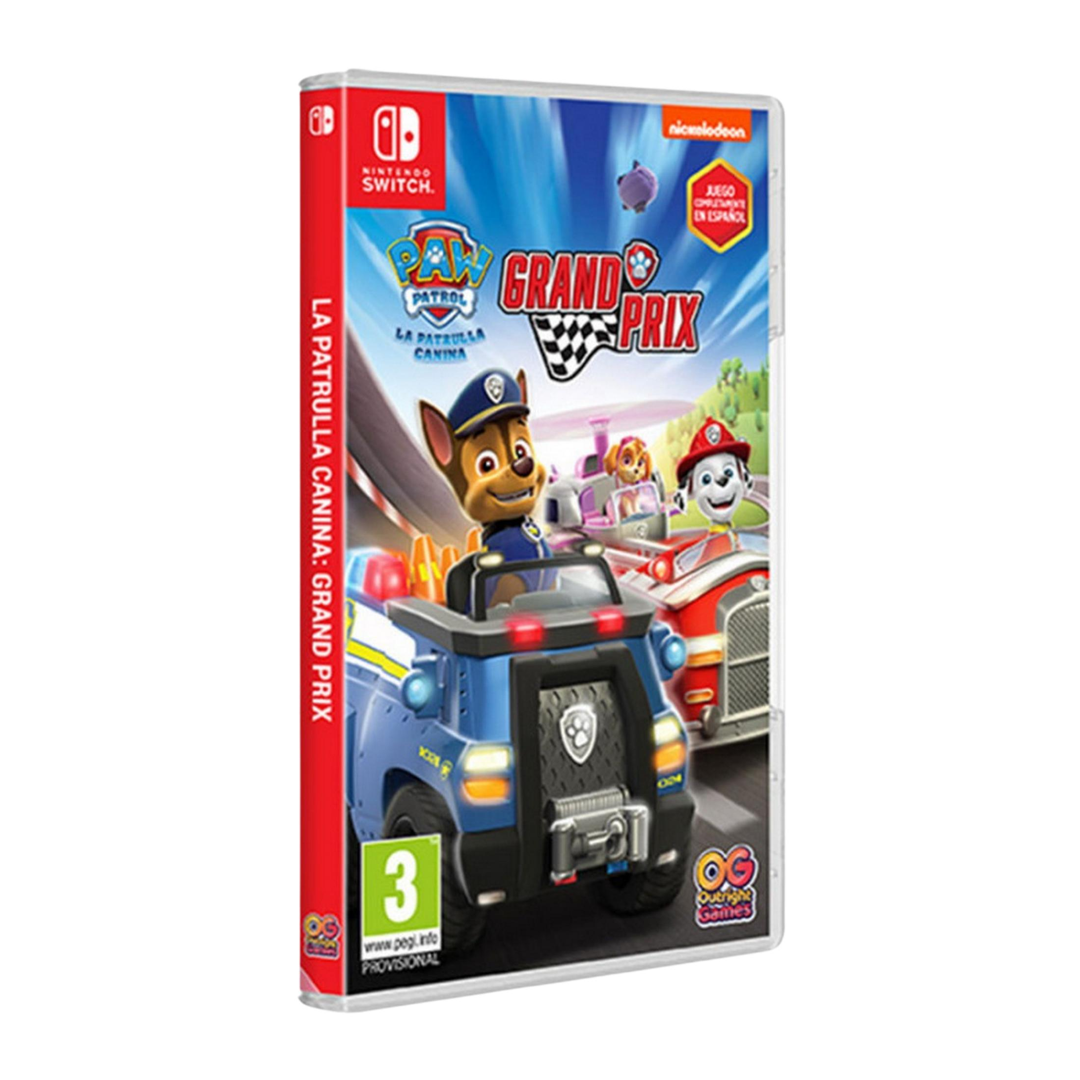 Custodia Nintendo Switch: Paw Patrol Grand Prix con Chase in auto da corsa.