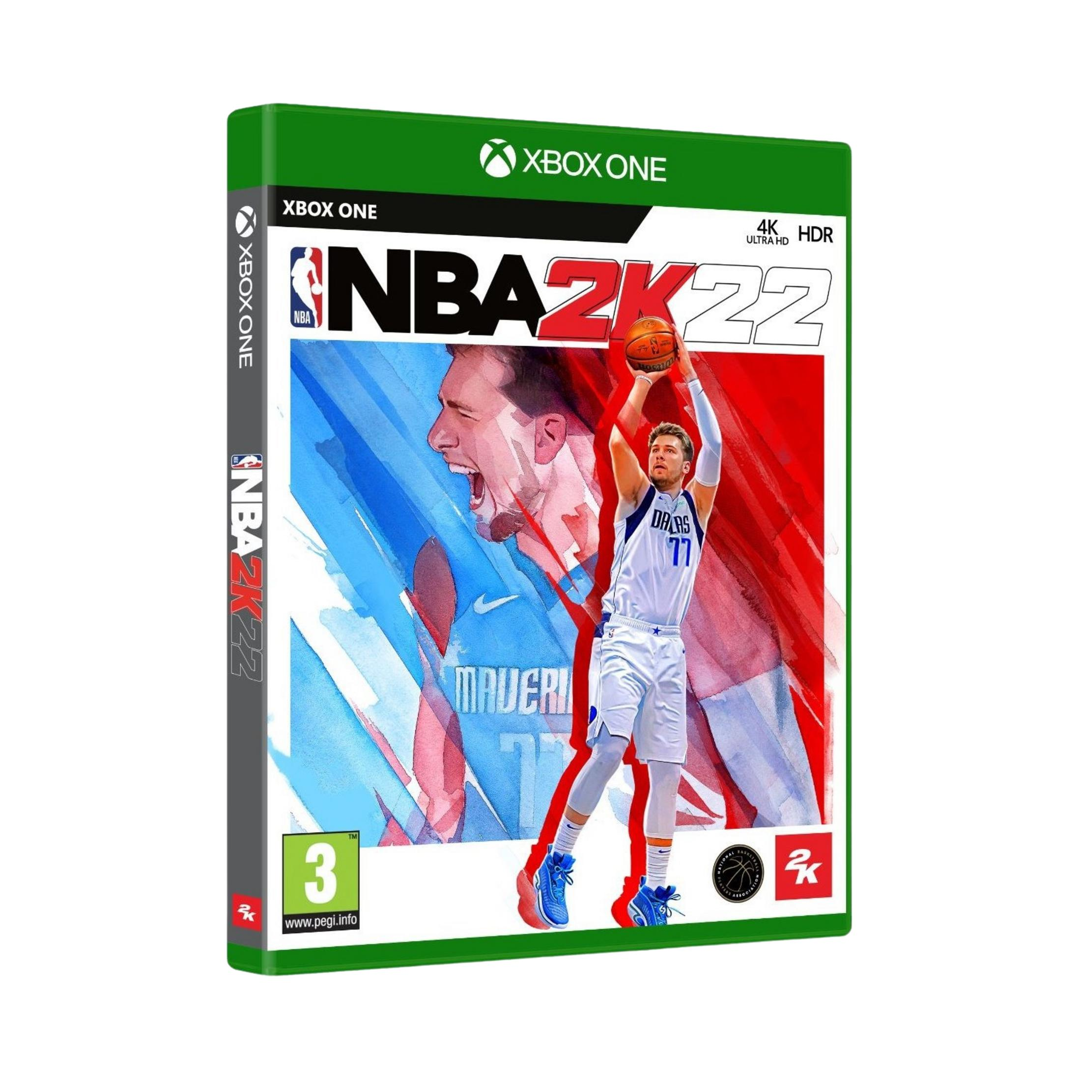 Portada de Xbox One para NBA 2K22 con Luka Doncic en un tiro en suspensión. 4K HDR.