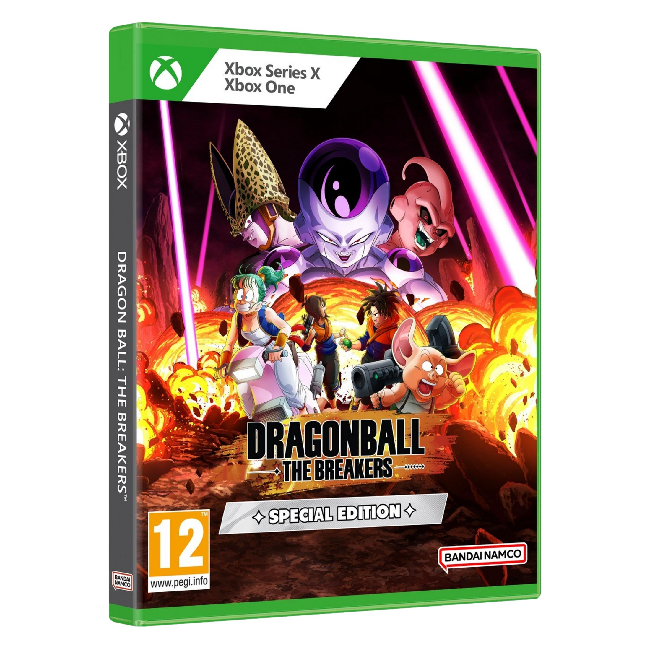 Custodia Xbox Special Edition Dragon Ball: The Breakers con personaggi ed esplosioni.