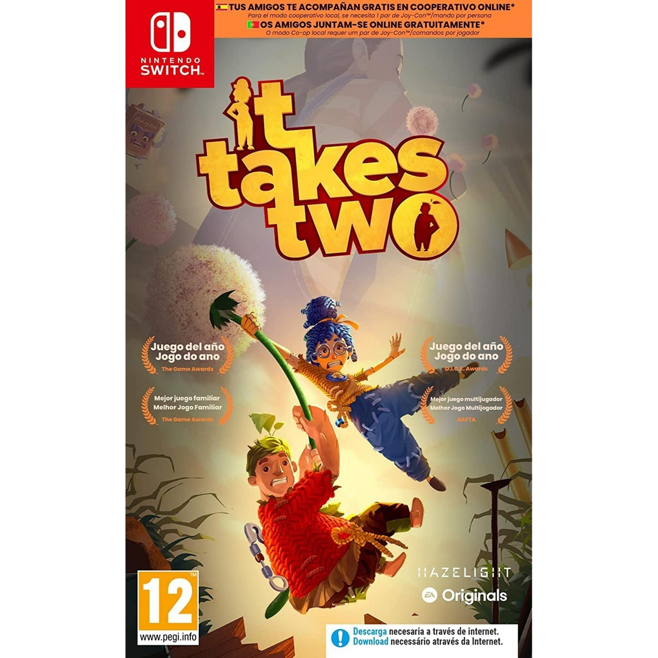 La copertina di "It Takes Two" mostra due personaggi stilizzati aggrappati a un dente di leone gigante.
