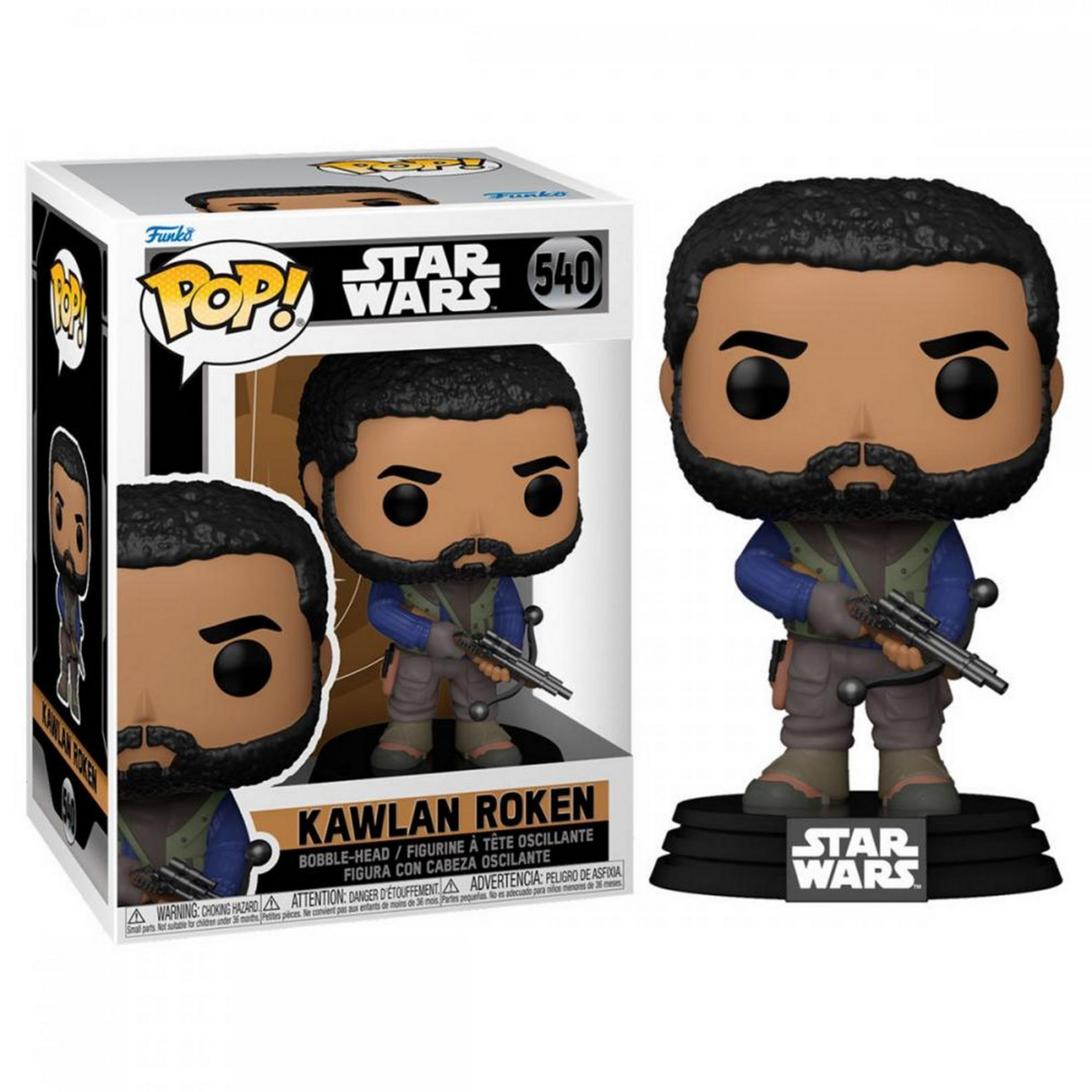 Action figure Funko Pop! Kawlan Roken di Star Wars, con arma.