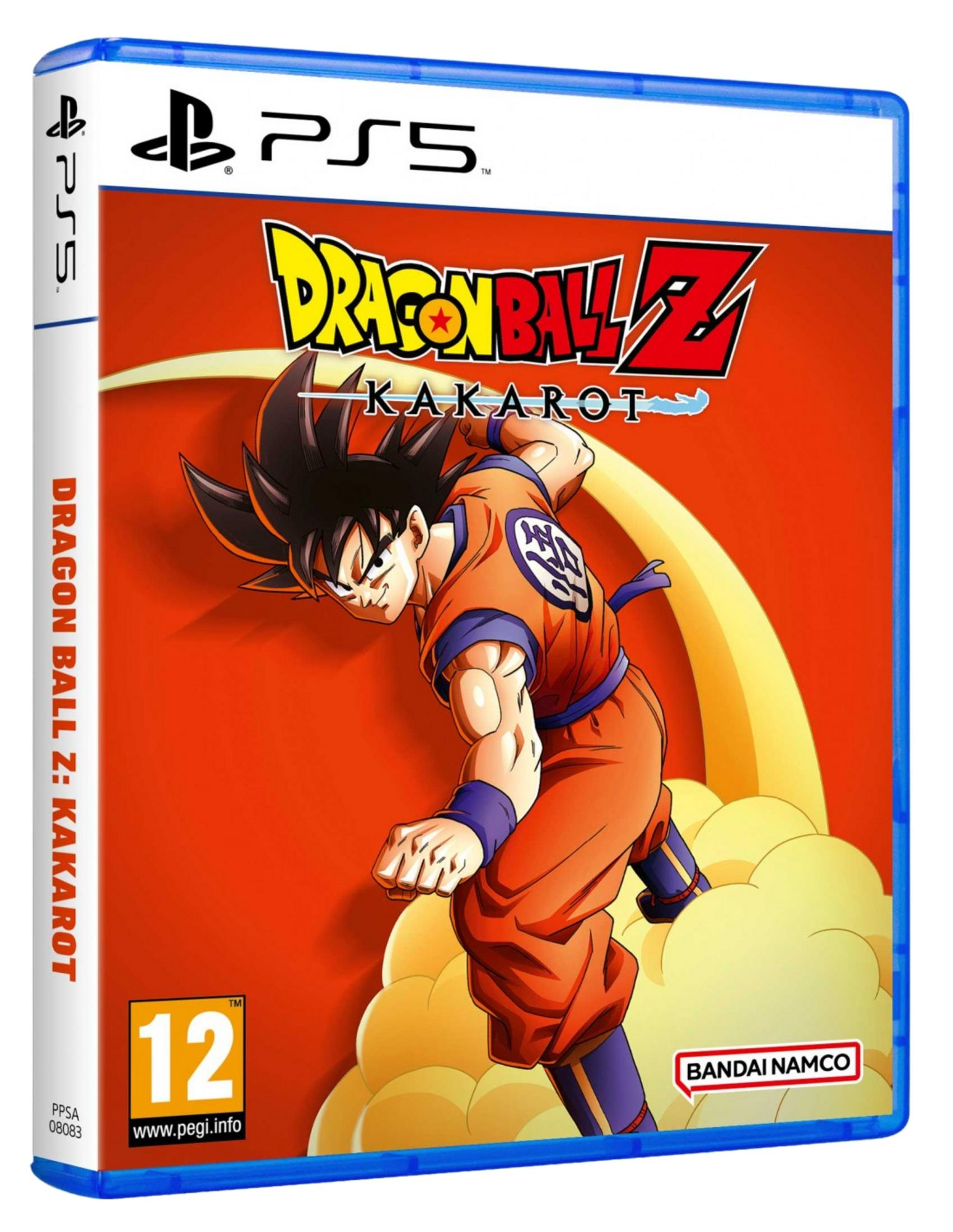 Custodia PS5 Dragon Ball Z: Kakarot con Goku in azione su sfondo arancione.