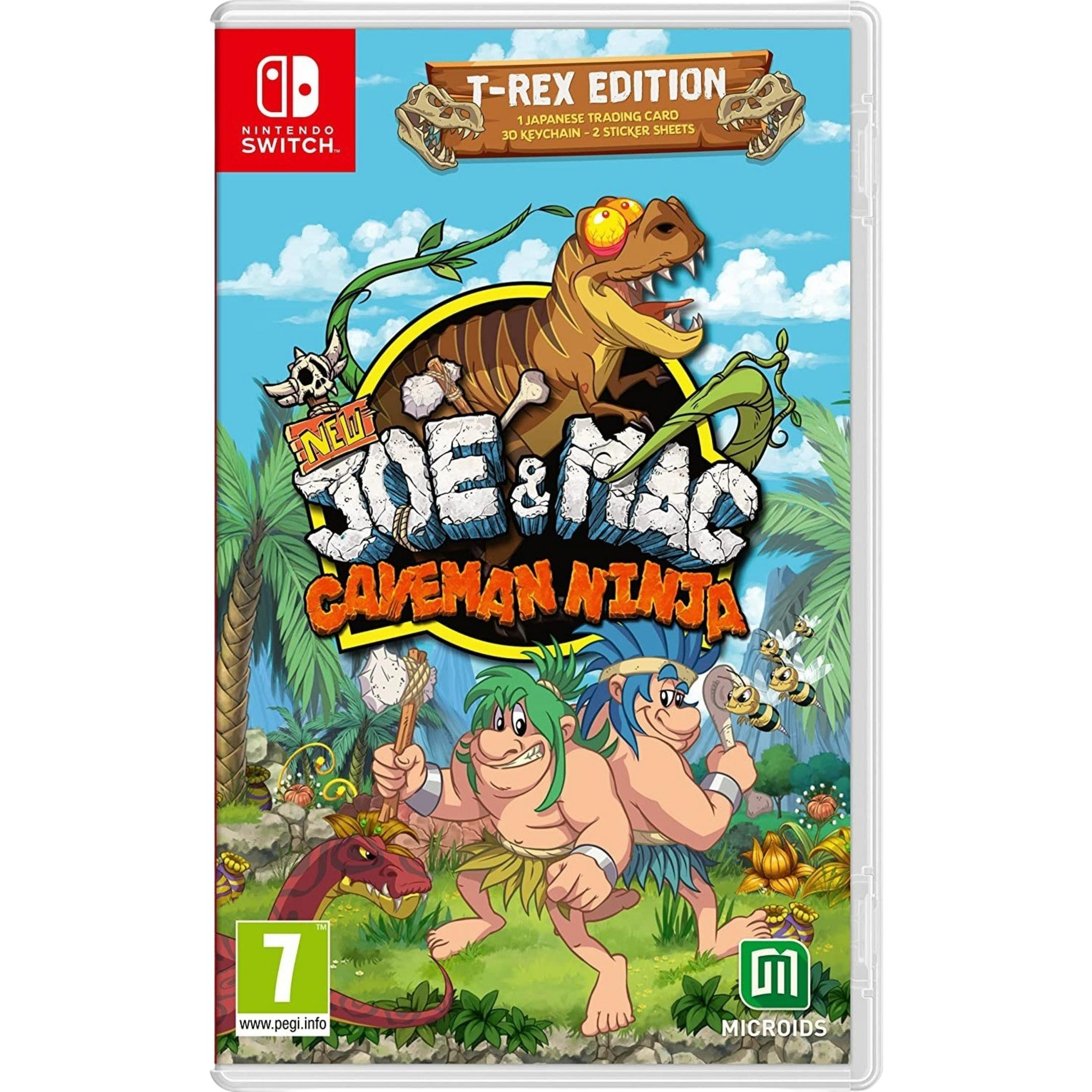Gioco Nintendo Switch: Joe & Mac Caveman Ninja Edizione T-Rex a tema dinosauro.