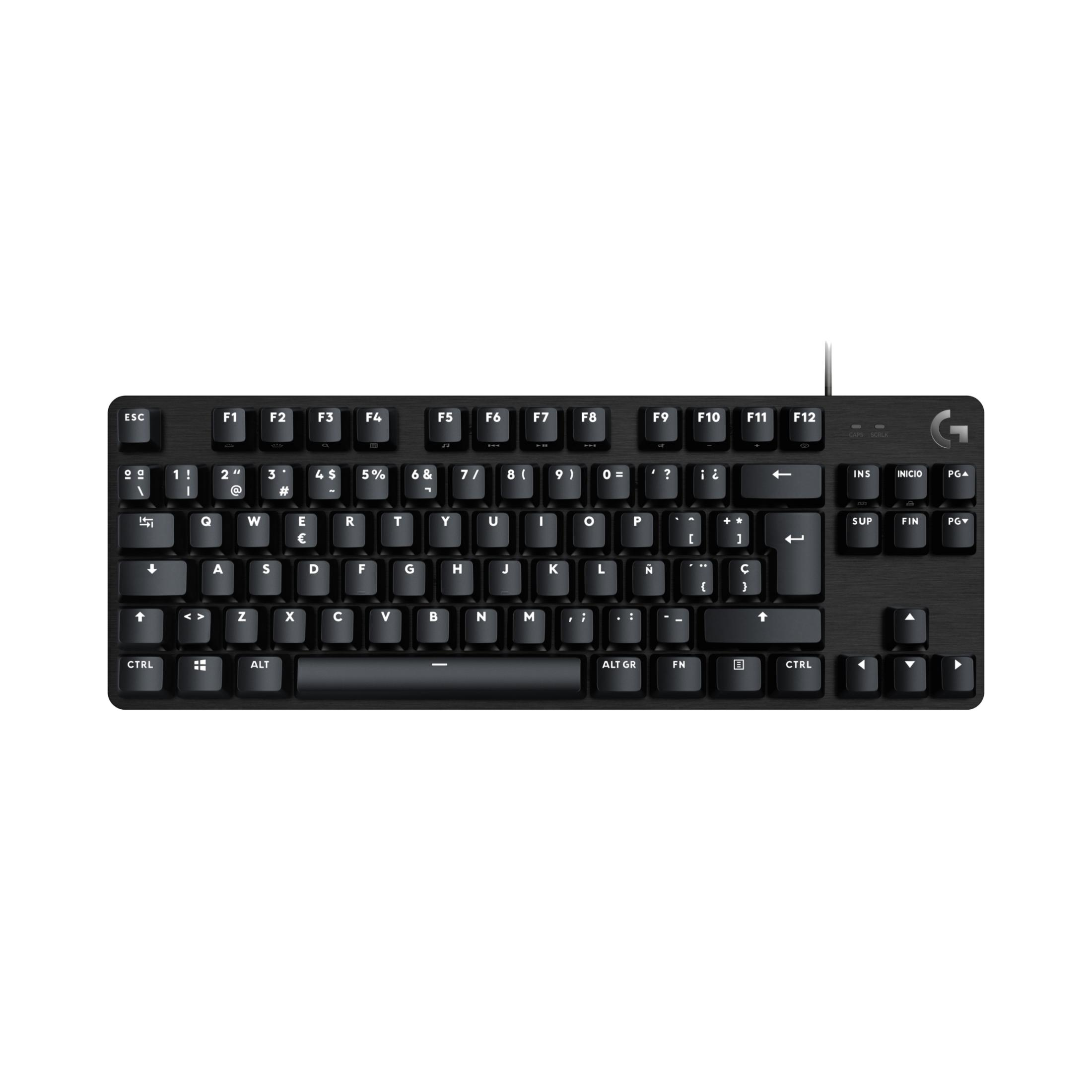 Tastiera meccanica Logitech nera. Legende bianche sui tasti. Design compatto.