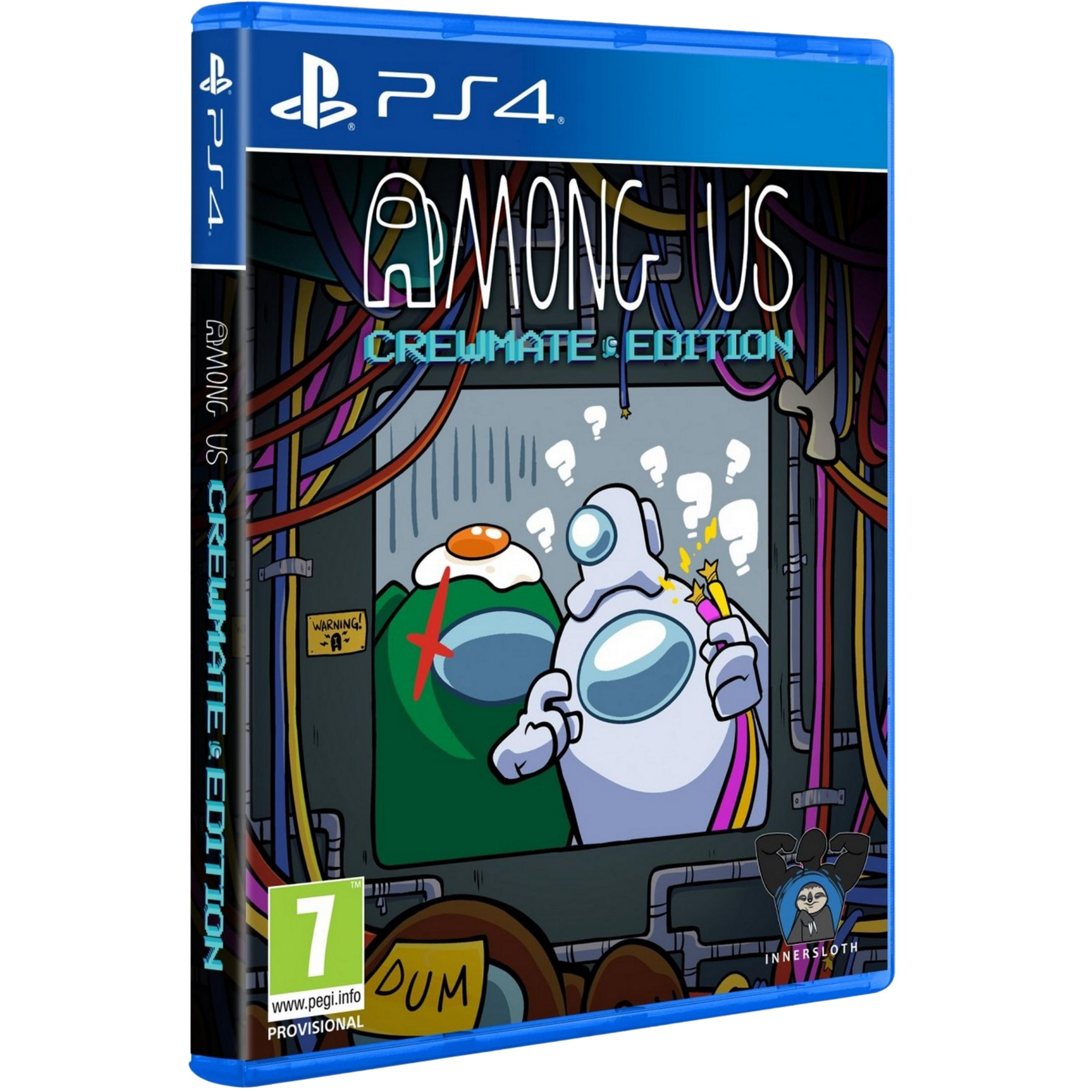 Custodia gioco PS4 per Among Us: Crewmate Edition, con personaggi e cavi.