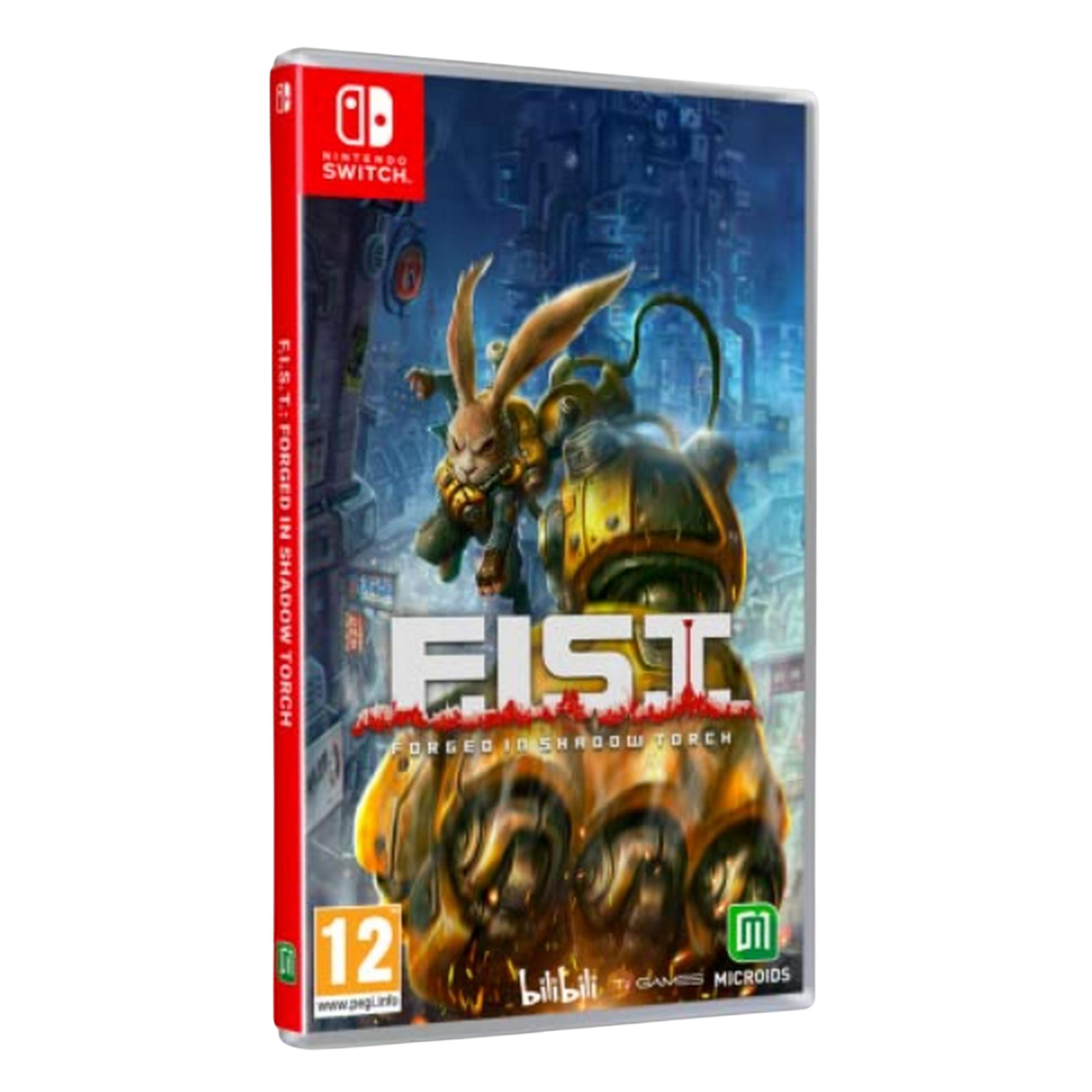 Custodia gioco Nintendo Switch con personaggio coniglio in armatura, logo F.I.S.T.