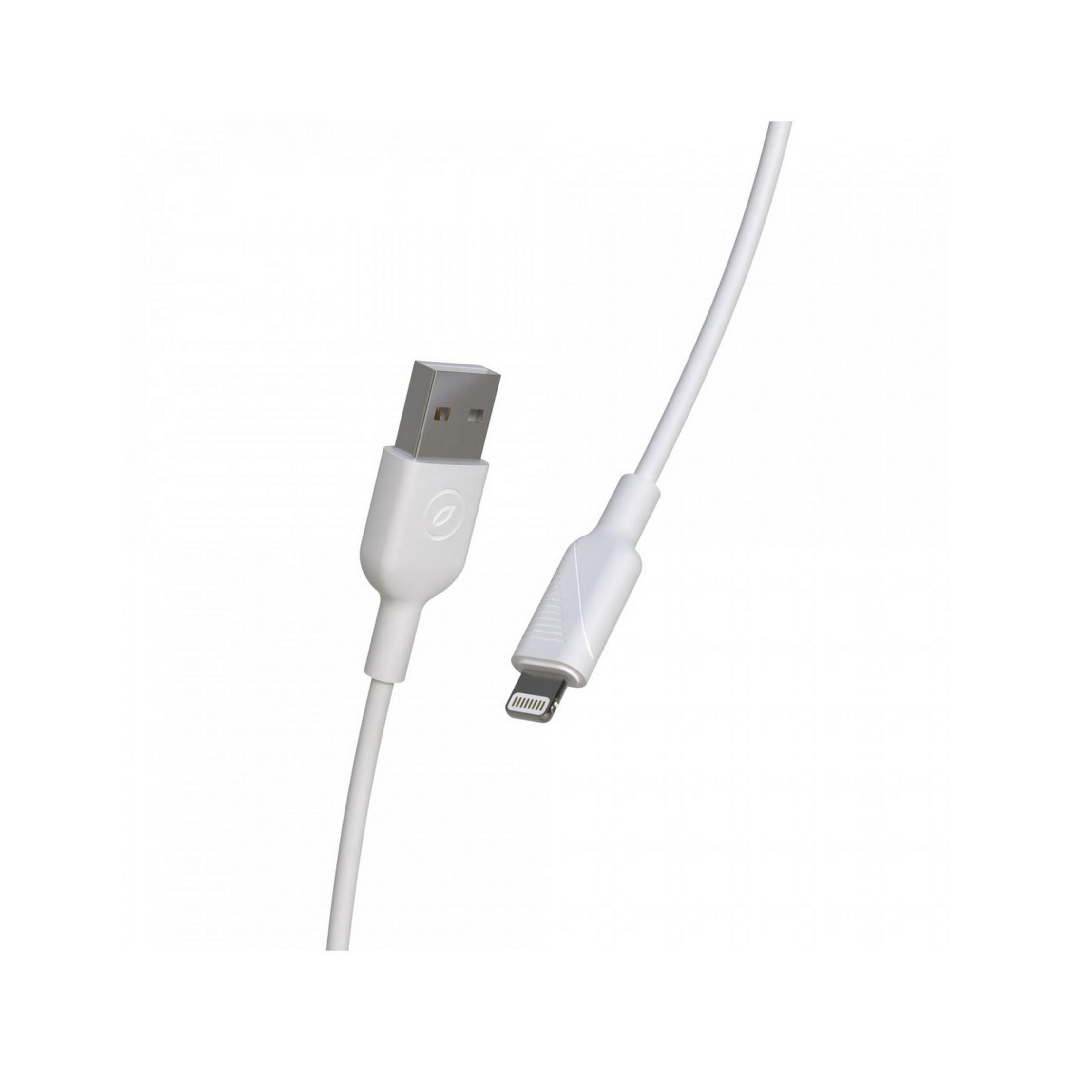 Cable blanco de USB a Lightning con conectores.