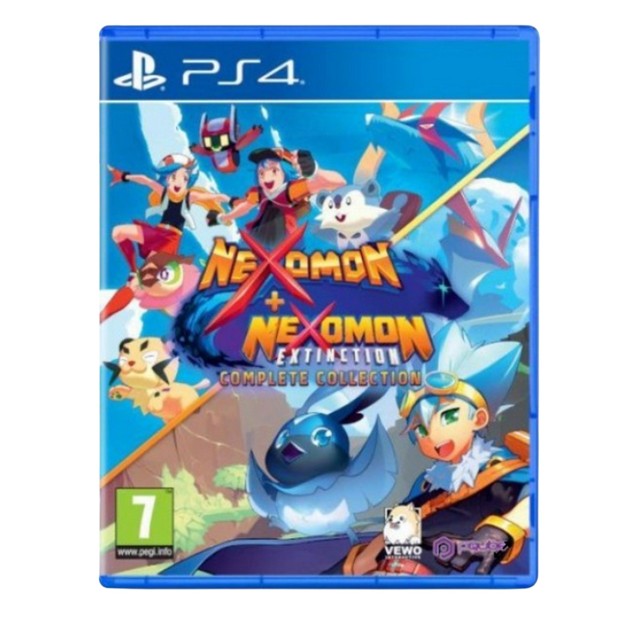 Copertina gioco PS4: Nexomon Extinction Complete Collection. Personaggi e creature anime.
