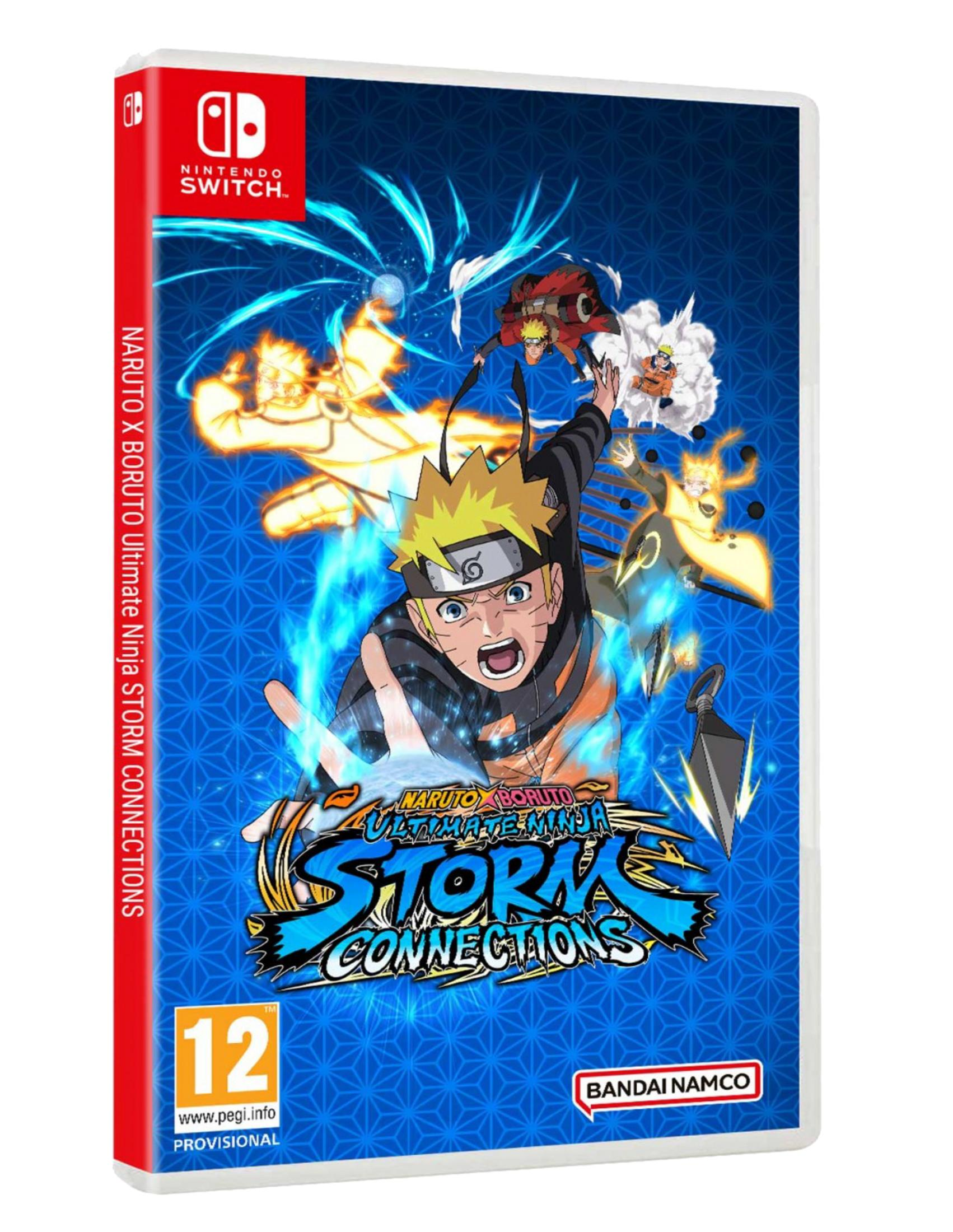 Box del gioco Nintendo Switch con Naruto e Boruto in battaglia, motivi blu.
