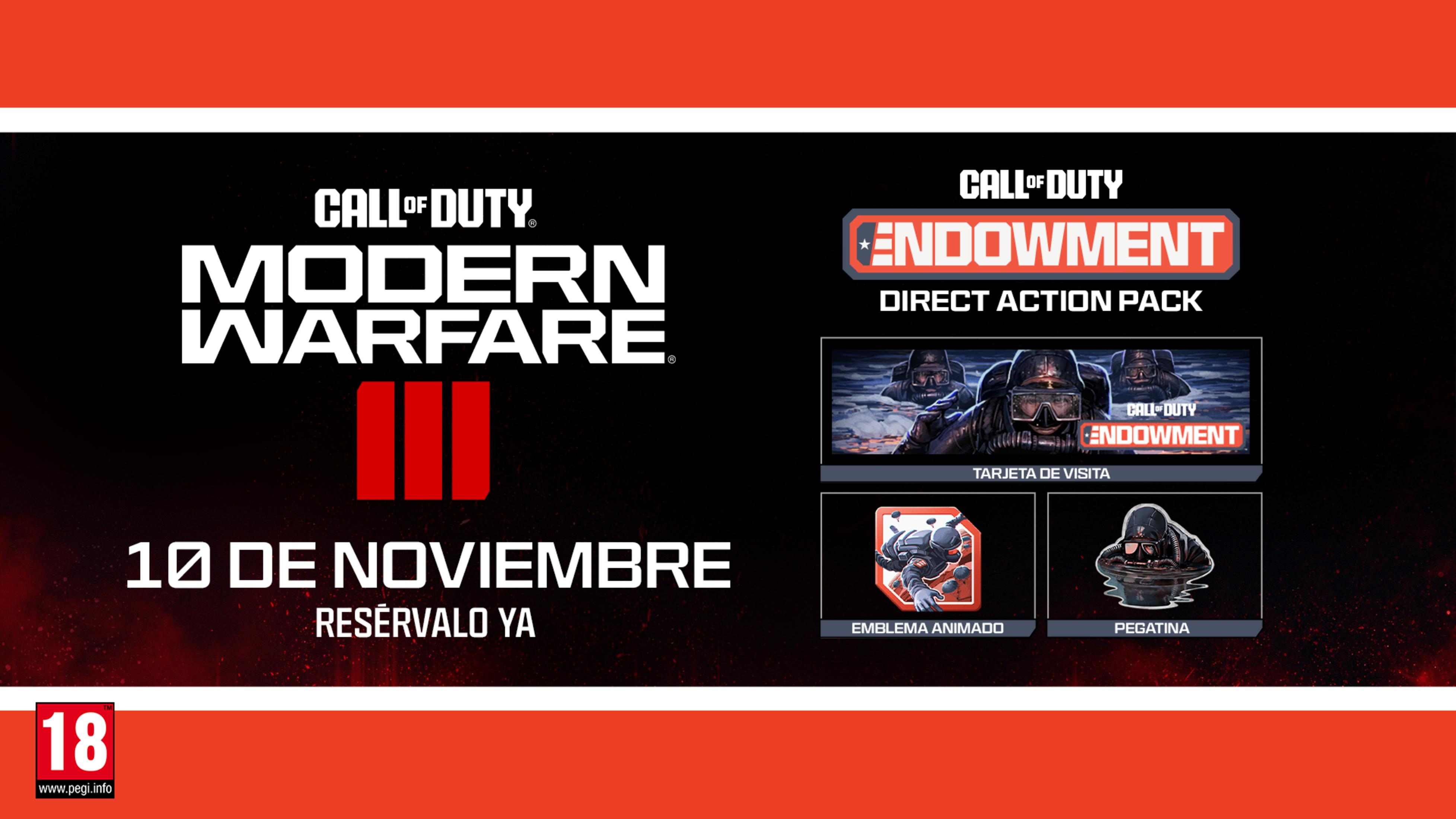 Arte clave de Call of Duty Modern Warfare II con detalles del DLC Endowment.