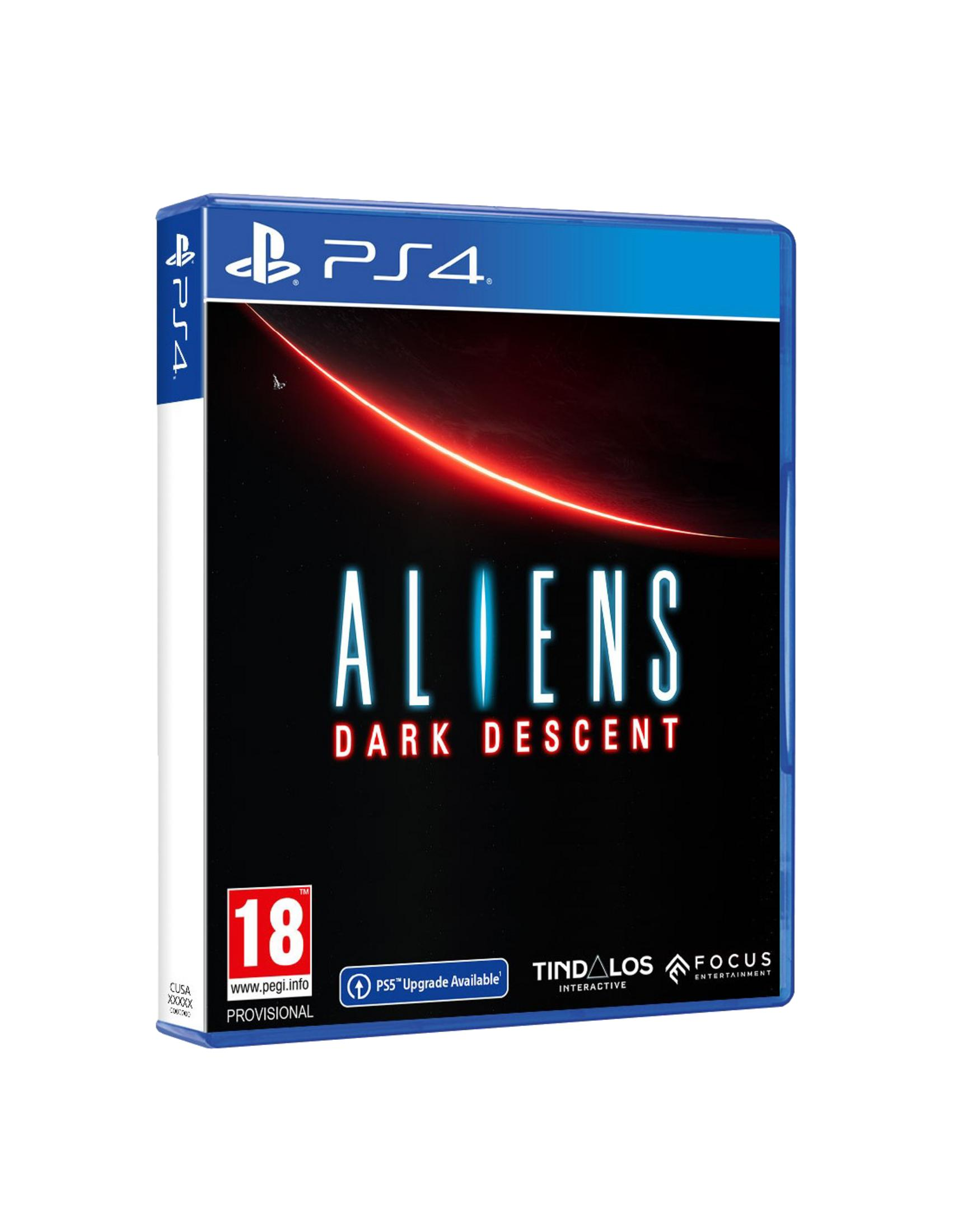 Caja del juego PS4 Aliens: Dark Descent, clasificado PEGI 18.