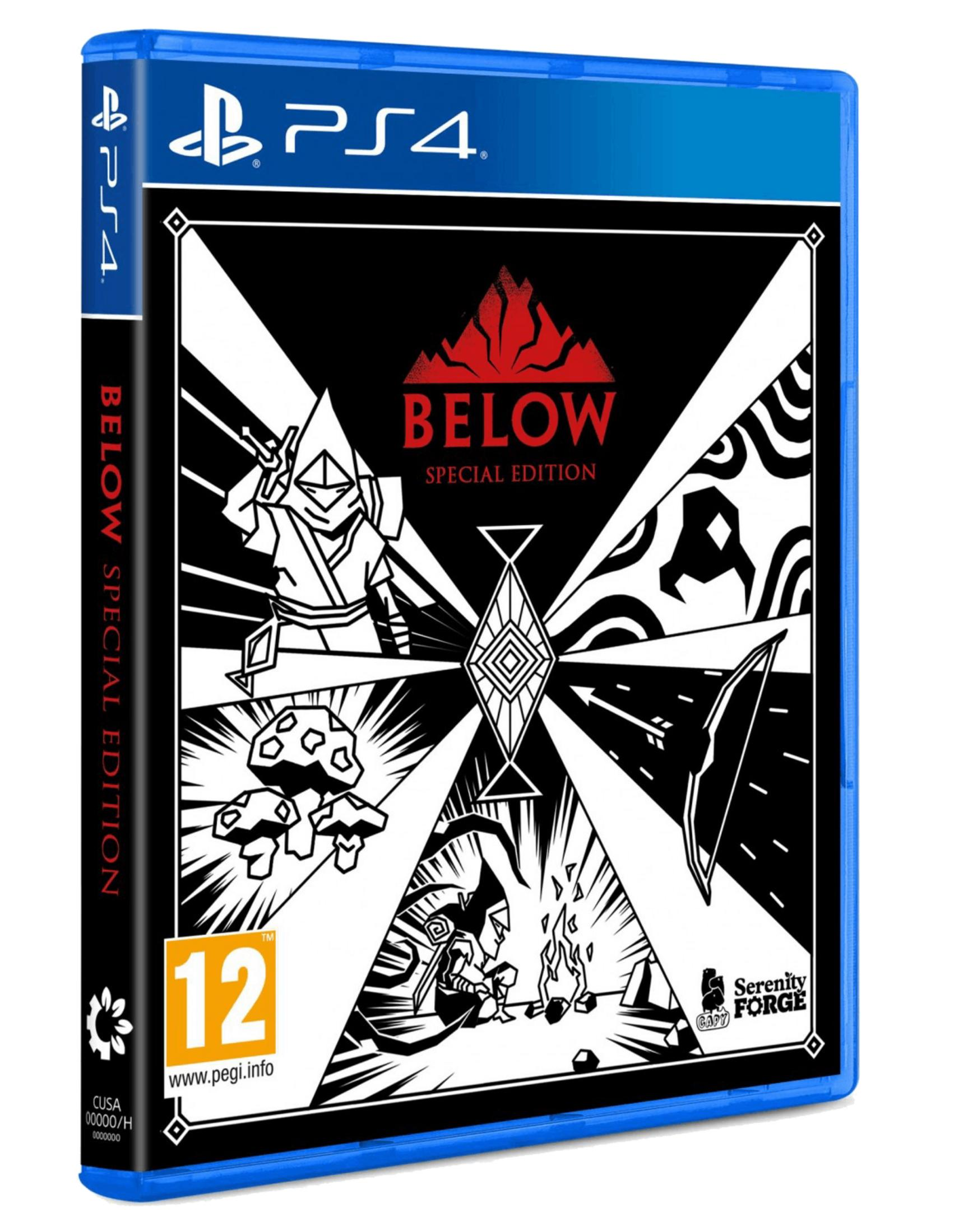 Custodia gioco PS4: "Below Special Edition" con illustrazioni stile fumetto.