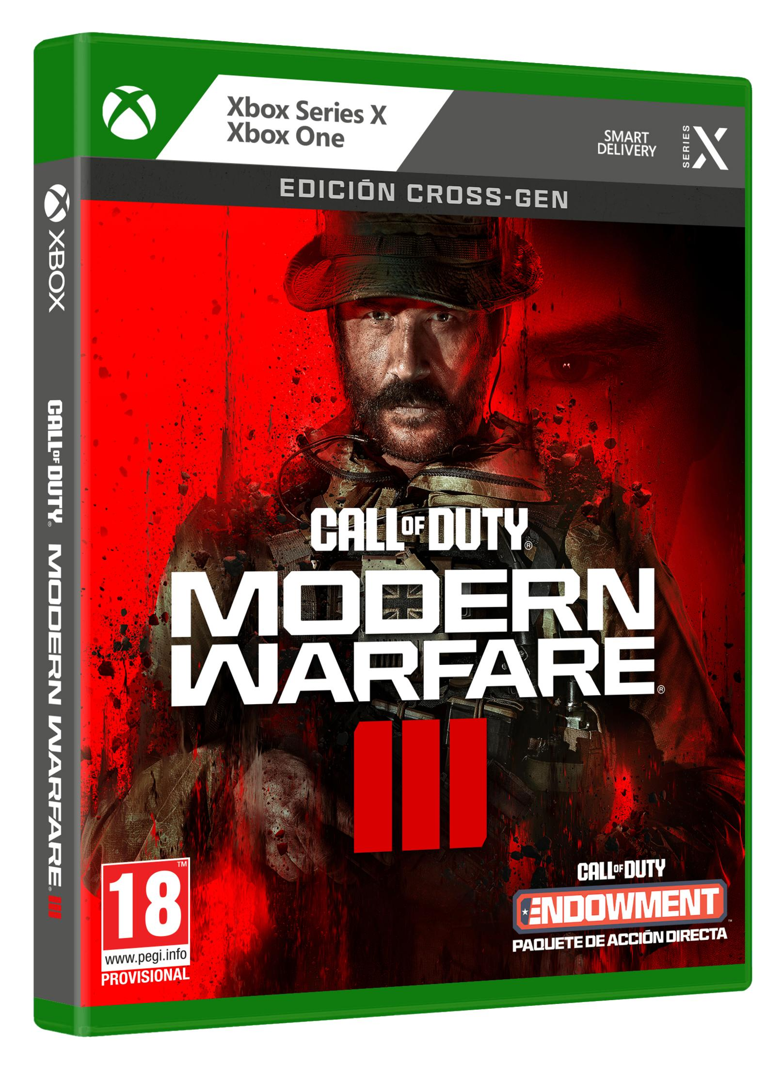 Funda de Xbox Call of Duty Modern Warfare III con arte de soldado y fondo rojo.