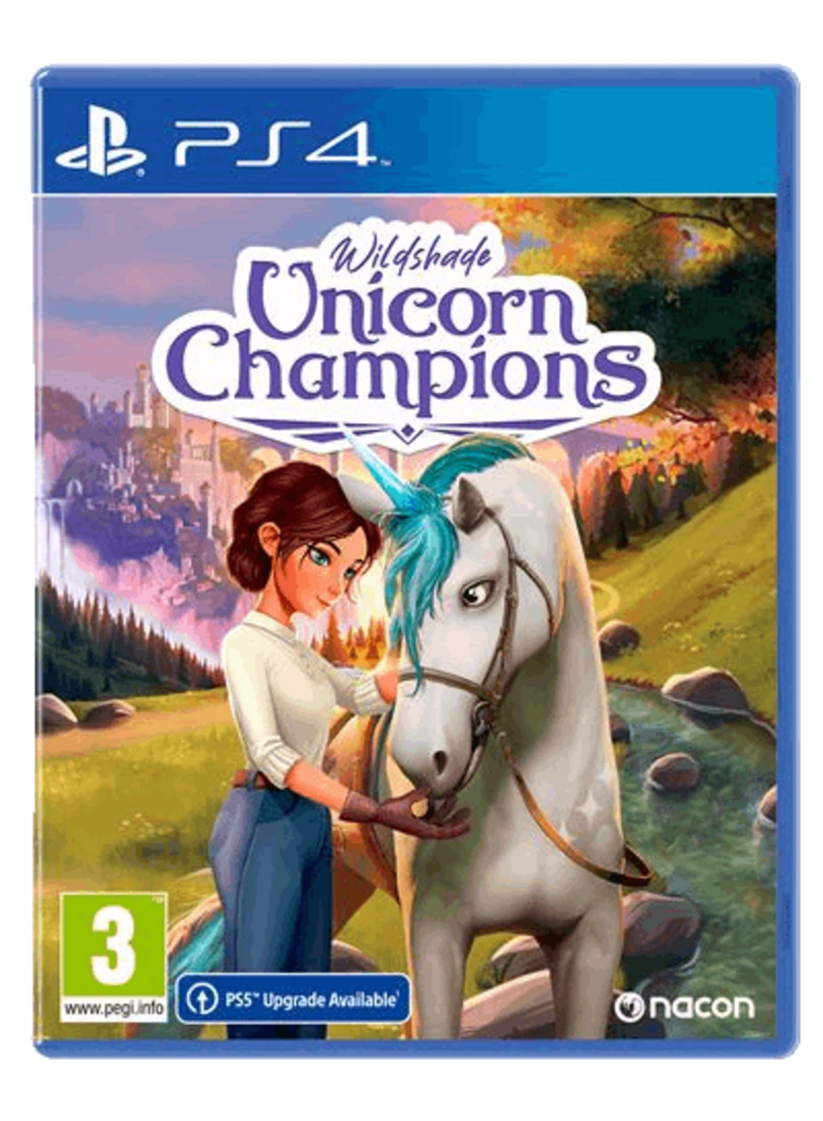 Una giovane donna con i capelli castani accarezza un unicorno bianco con criniera turchese.