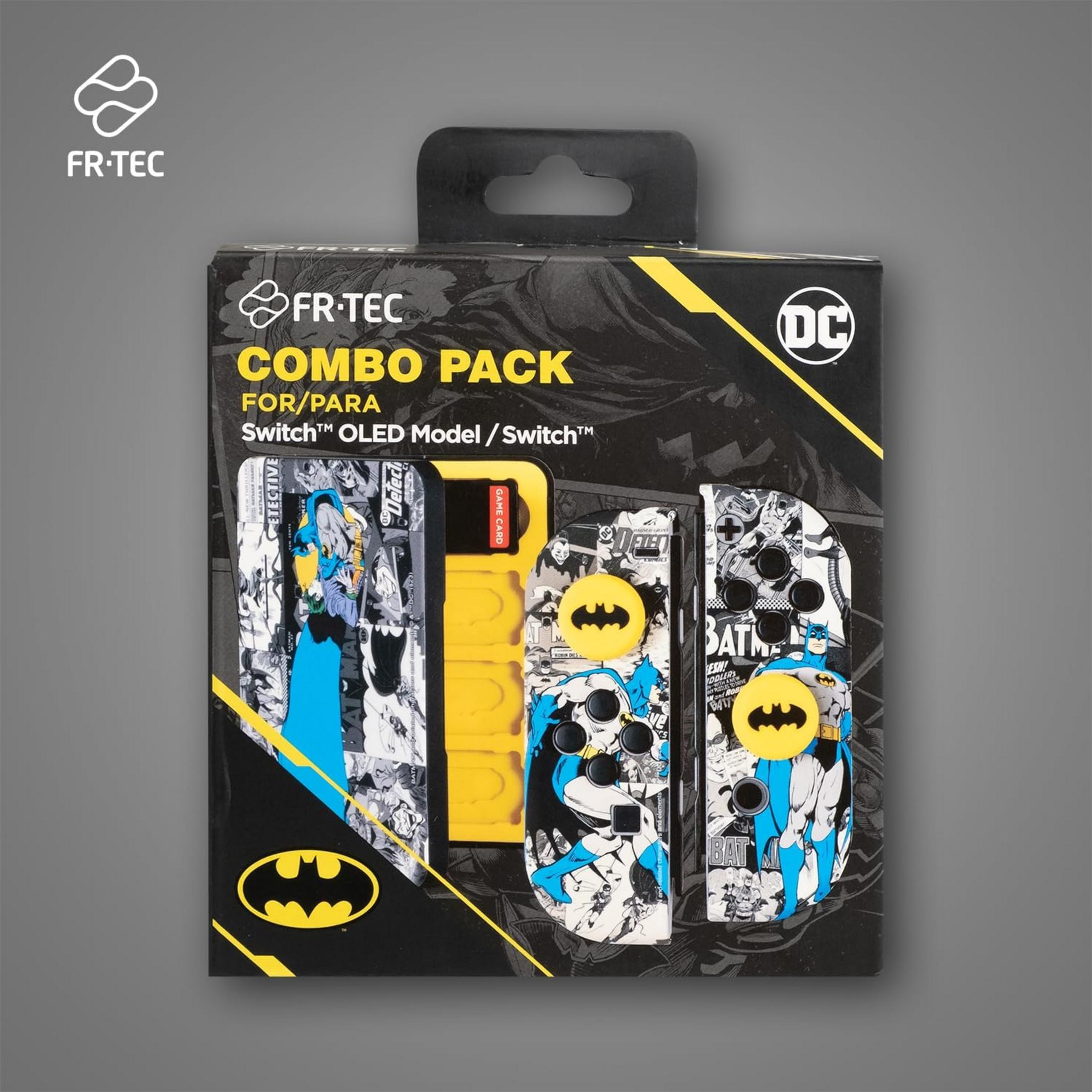 Confezione Combo FR-TEC Batman per Switch OLED/Switch con design a fumetti.