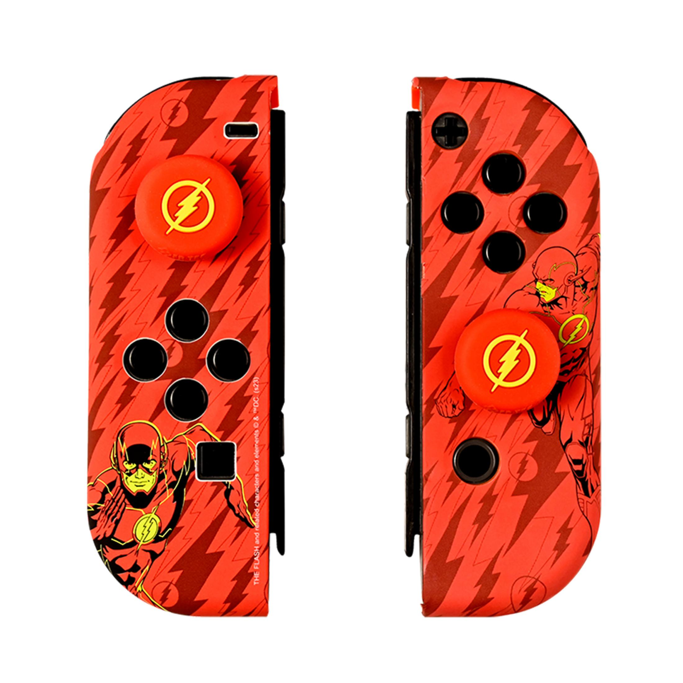 Controller rossi con motivo a fulmine e grafica The Flash.