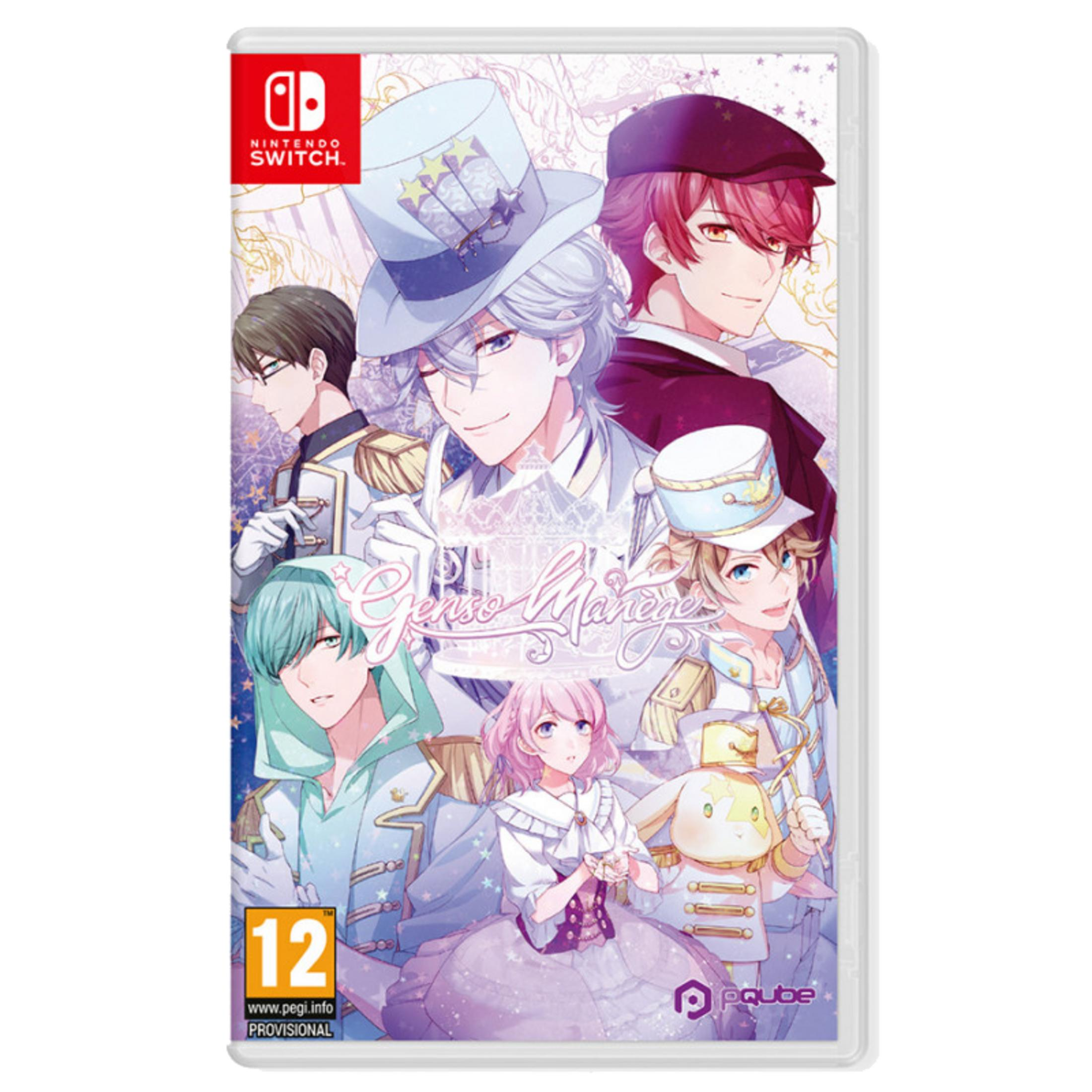Custodia gioco Nintendo Switch con personaggi anime in uniformi principesche e un coniglio.