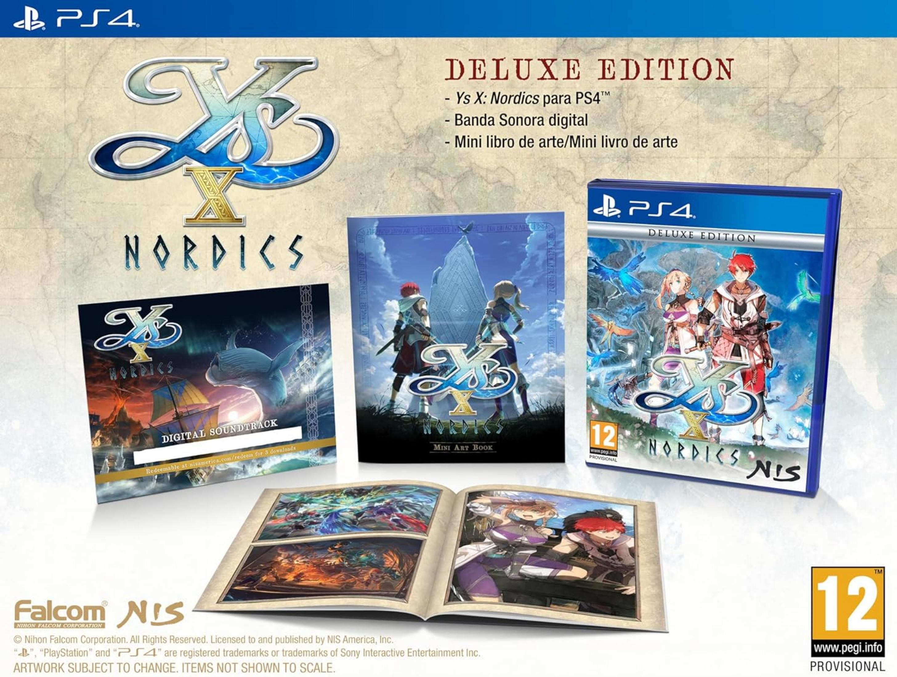 Ys X: Nordics Edición Deluxe para PS4, con banda sonora y libro de arte.