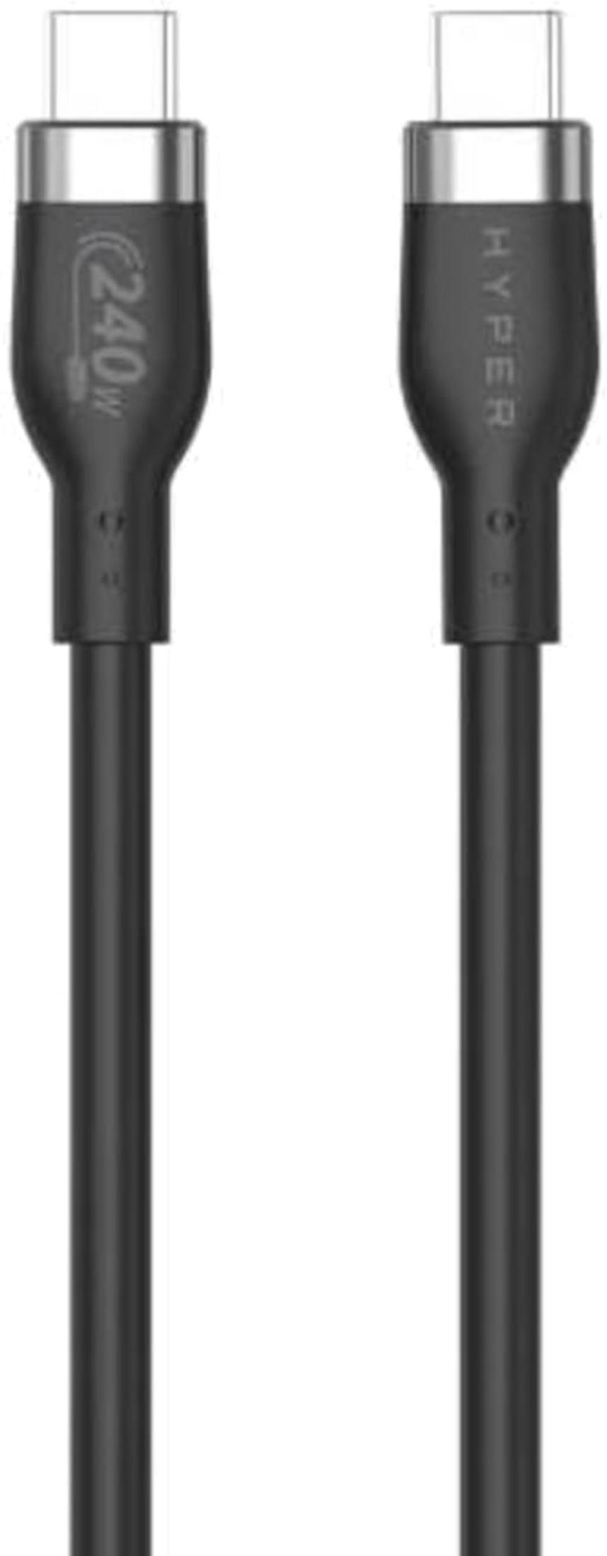 Due cavi USB-C neri con connettori argentati. Uno mostra "240W".