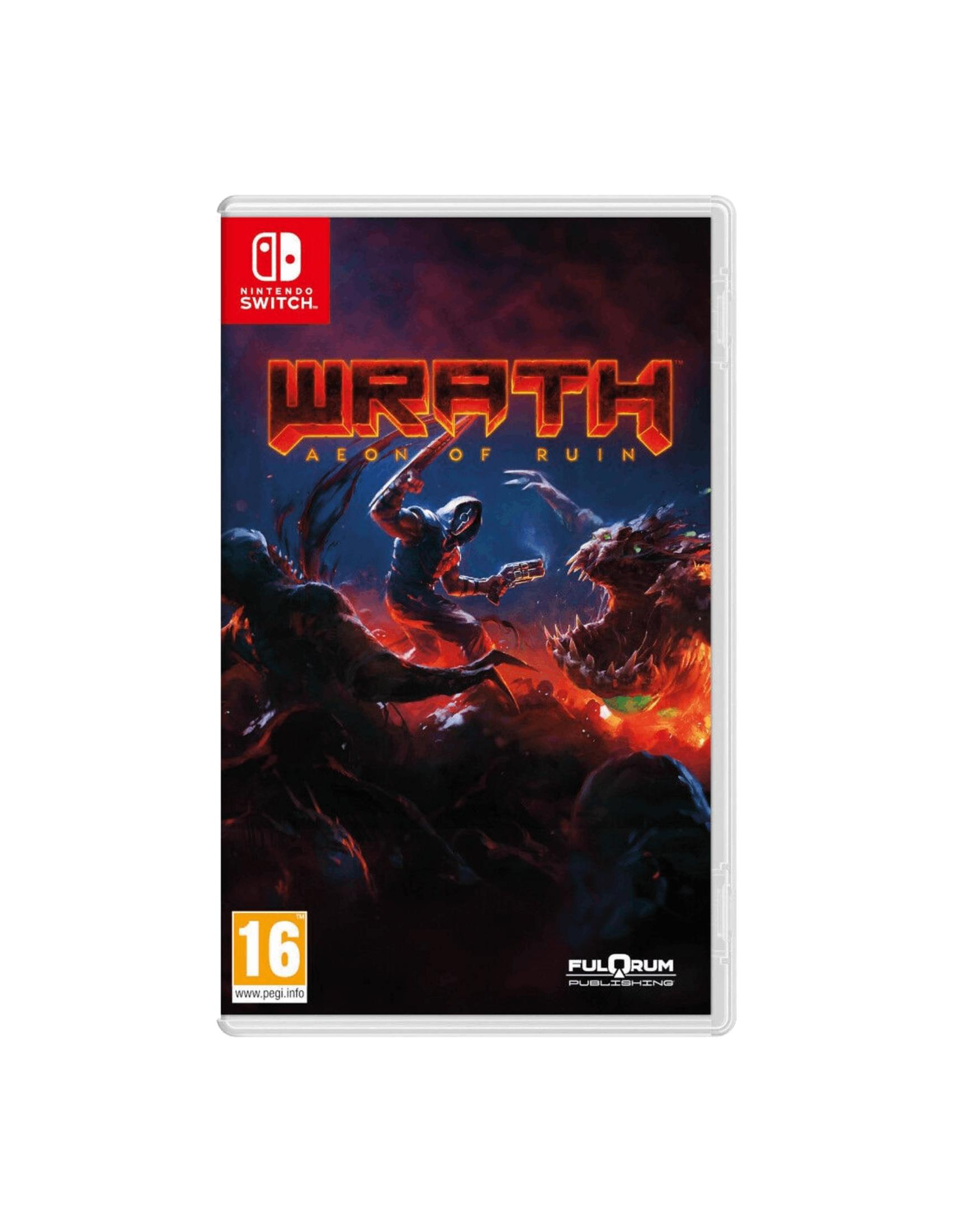Copertina gioco: uomo con pistola combatte mostri su sfondo infuocato.