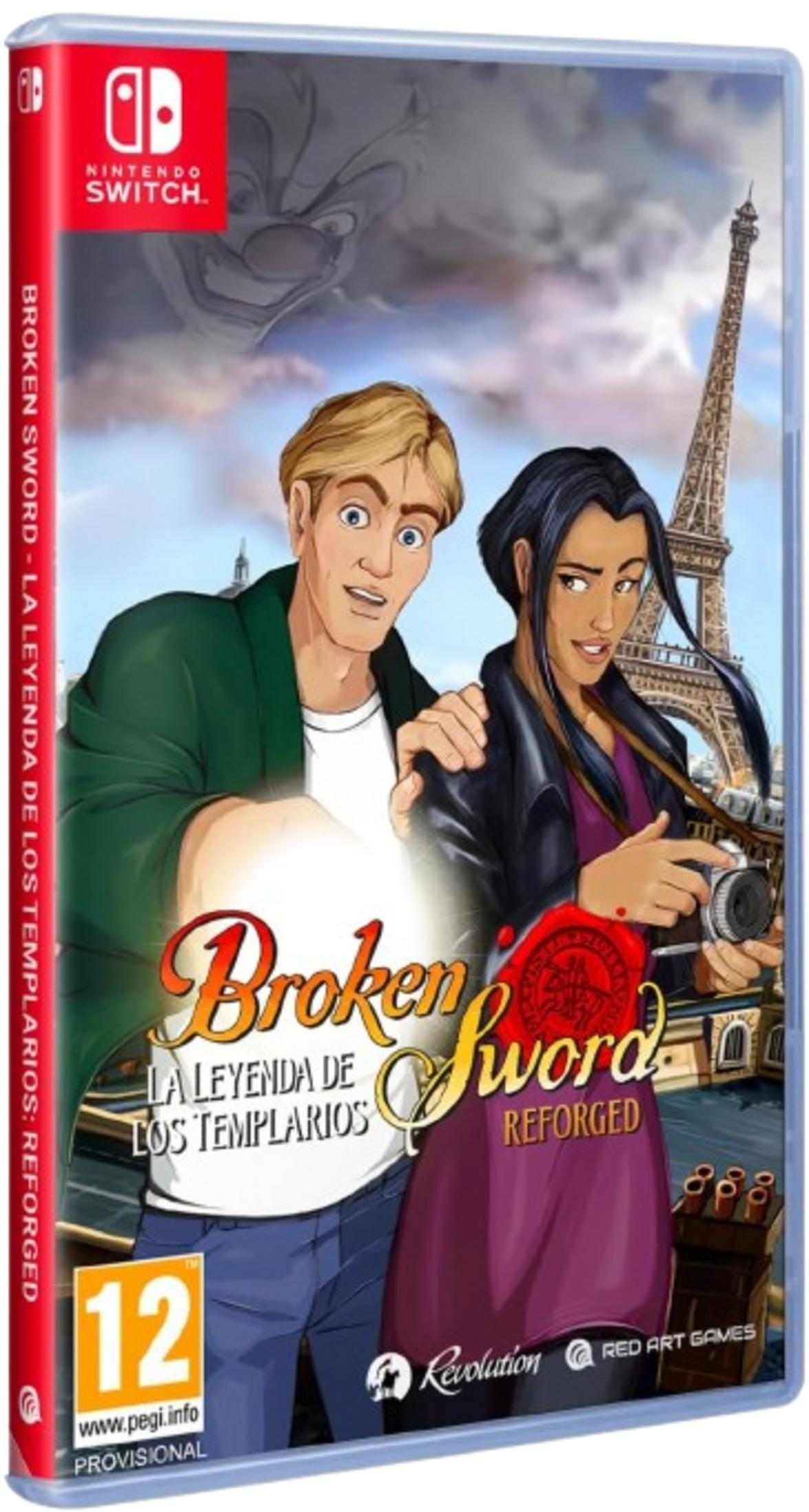 Copertina di Broken Sword: La Leyenda de Los Templarios. Uomo e donna davanti alla Torre Eiffel.