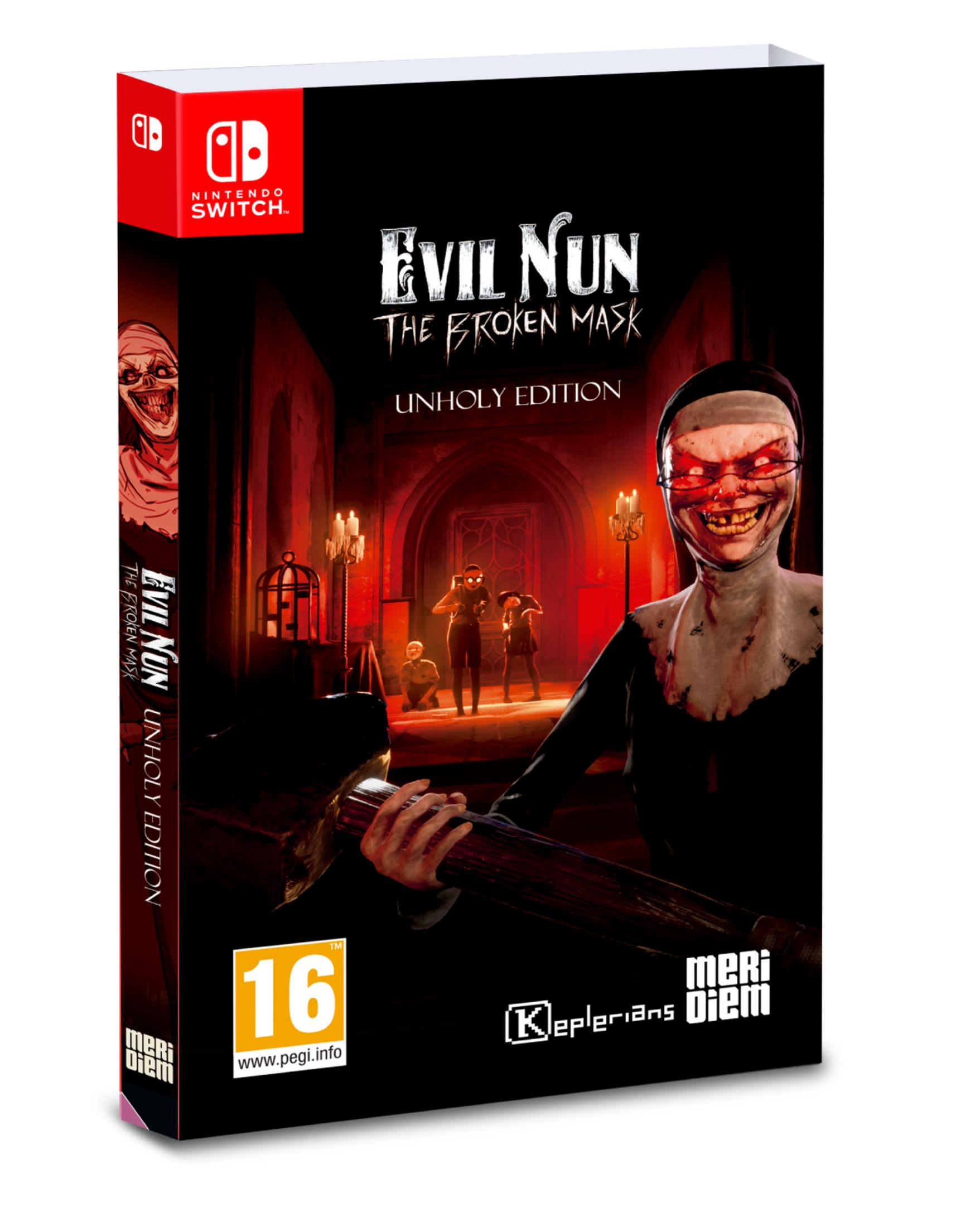 Portada del juego Nintendo Switch con motivo de monja aterradora y logo PEGI 16.