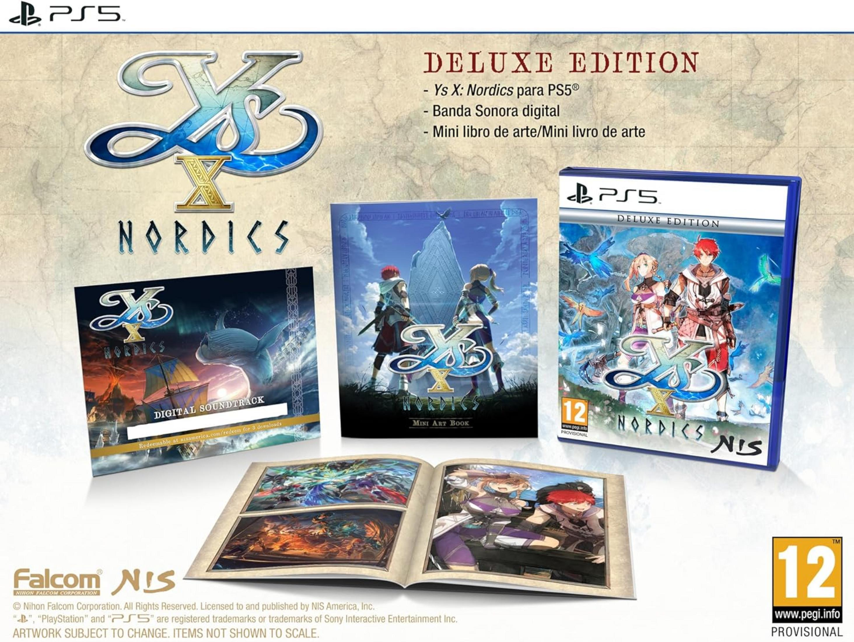 Edizione Deluxe PS5 di Ys X: Nordics, con gioco, artbook e colonna sonora.