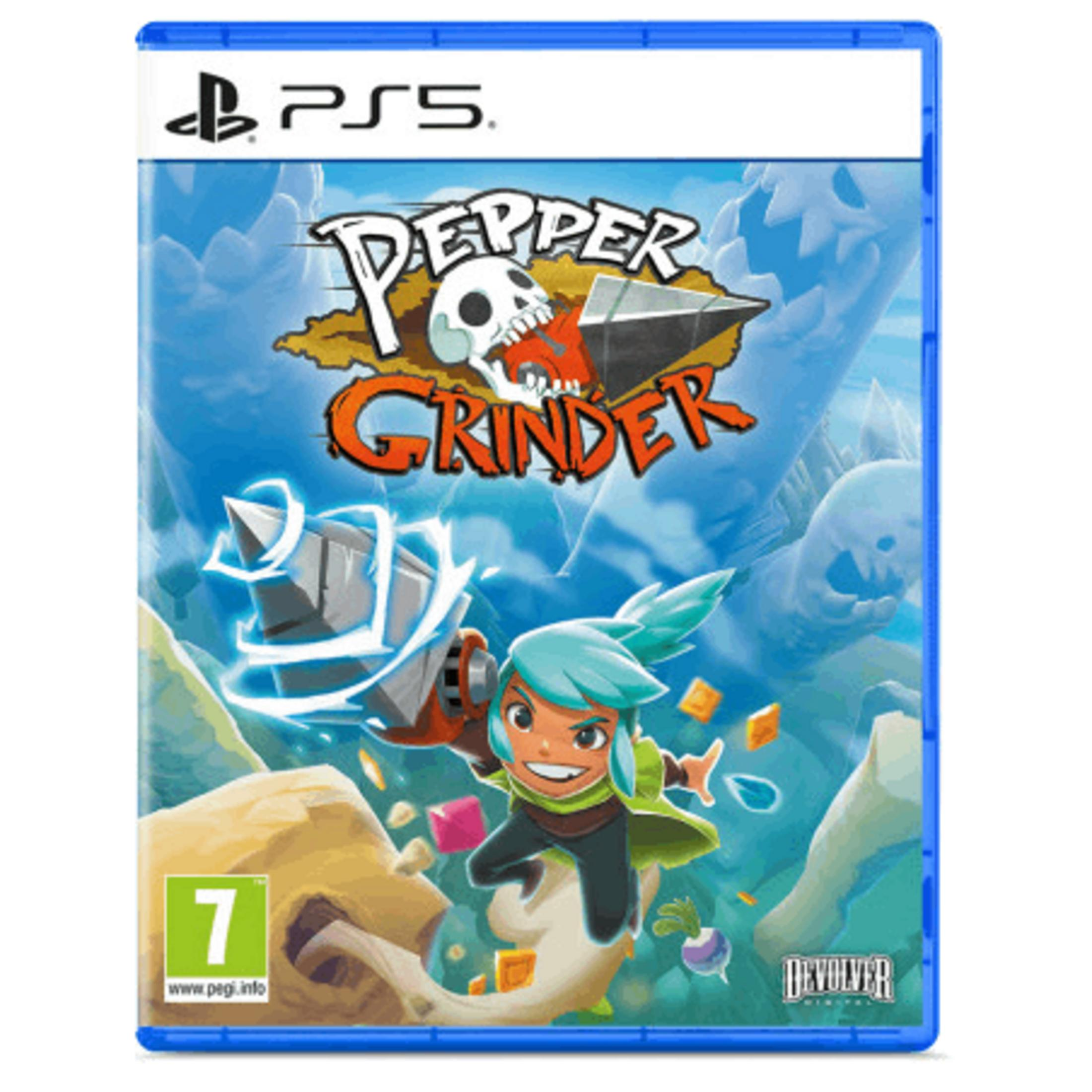 Copertina gioco PS5: Una ragazza con capelli turchesi fora un teschio con un trapano.