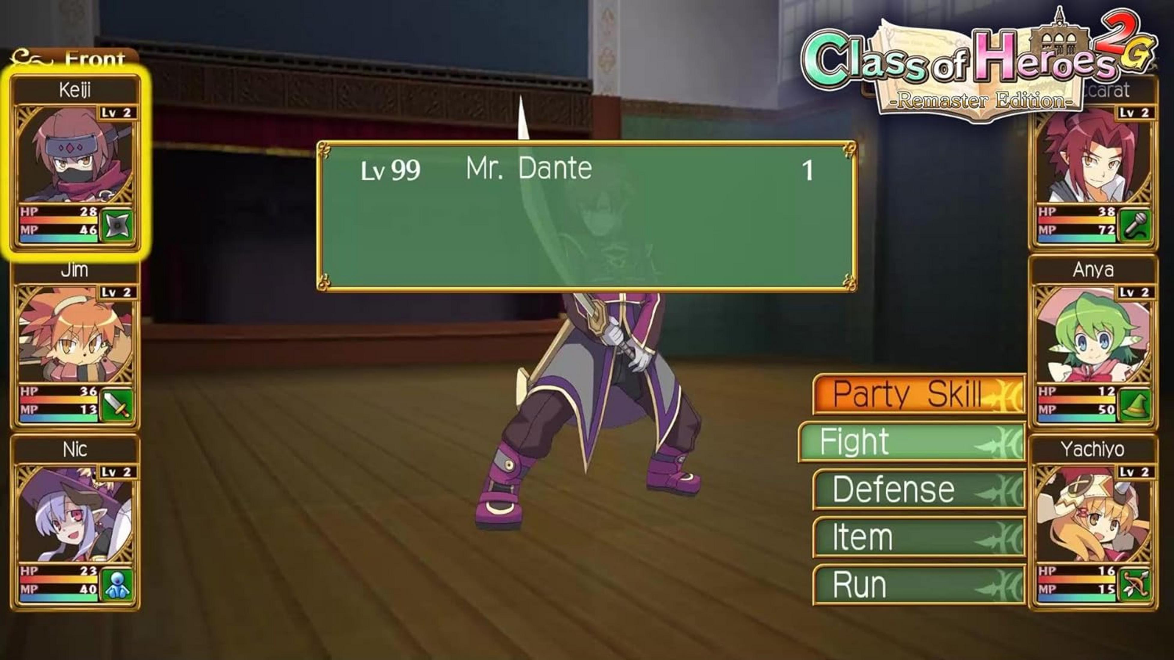 Una schermata di battaglia di un RPG anime, con ritratti dei personaggi e barre di stato.