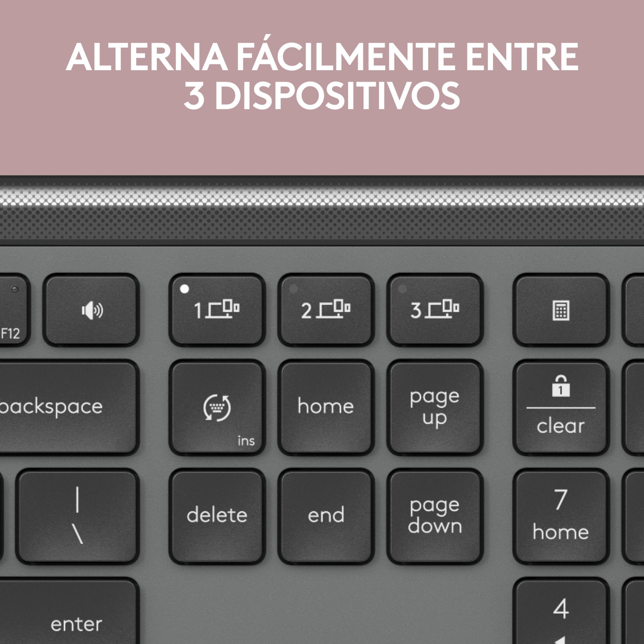 Primo piano di una tastiera con tasti per 1, 2, 3 dispositivi e F12.