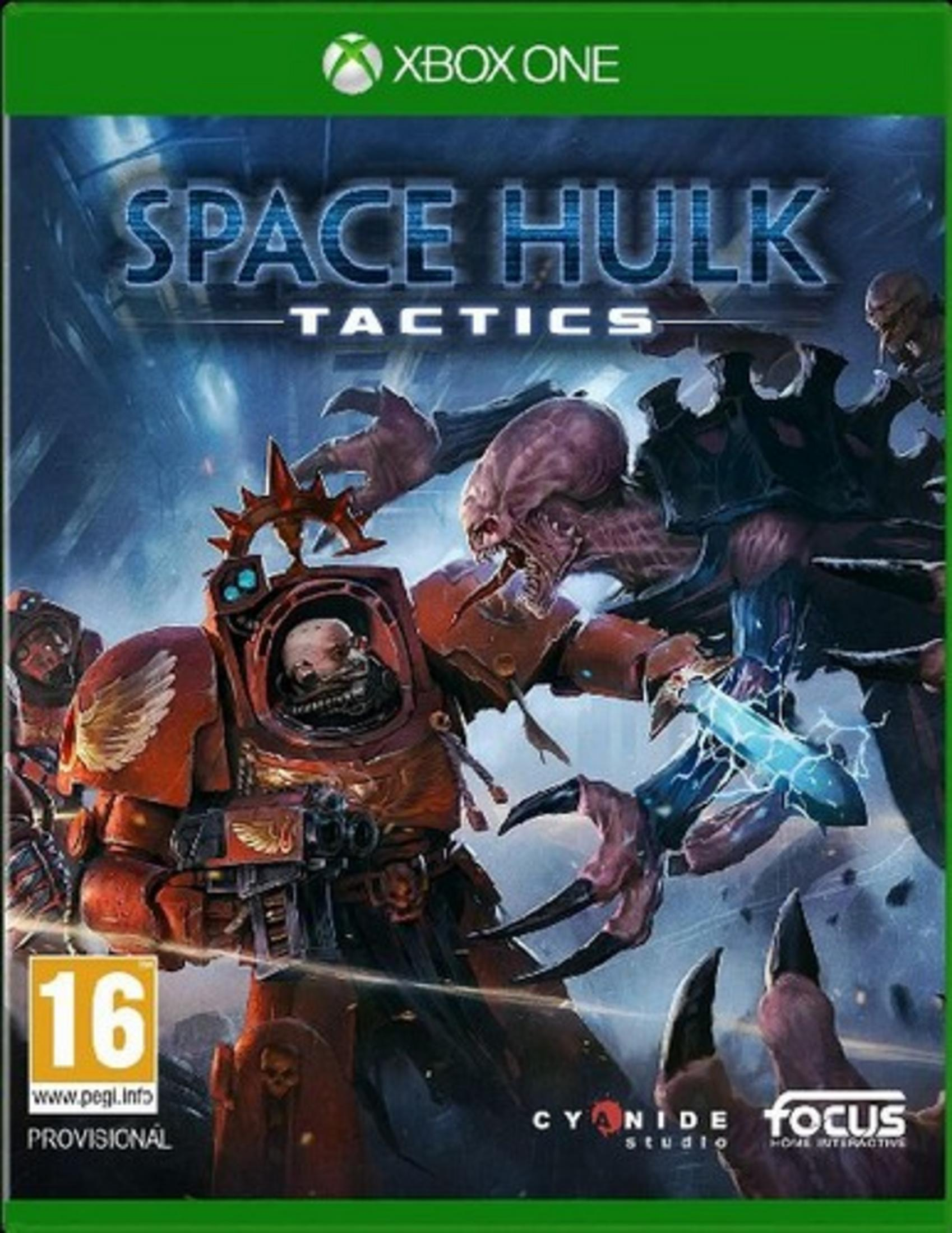 Copertina Space Hulk Tactics: Space Marine combatte alieno. Gioco Xbox One.