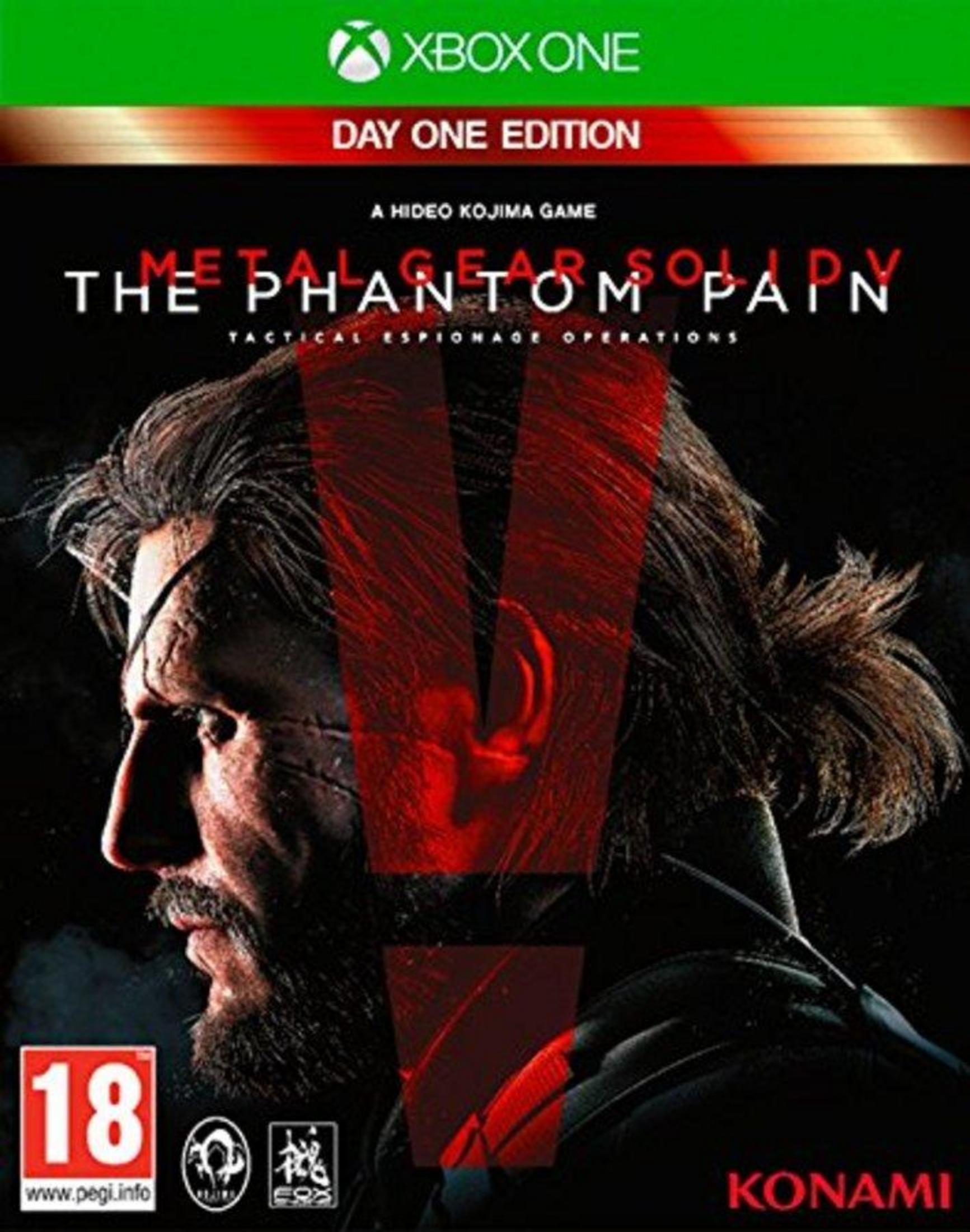 Copertina del gioco Xbox One Metal Gear Solid V: The Phantom Pain con un uomo di profilo.