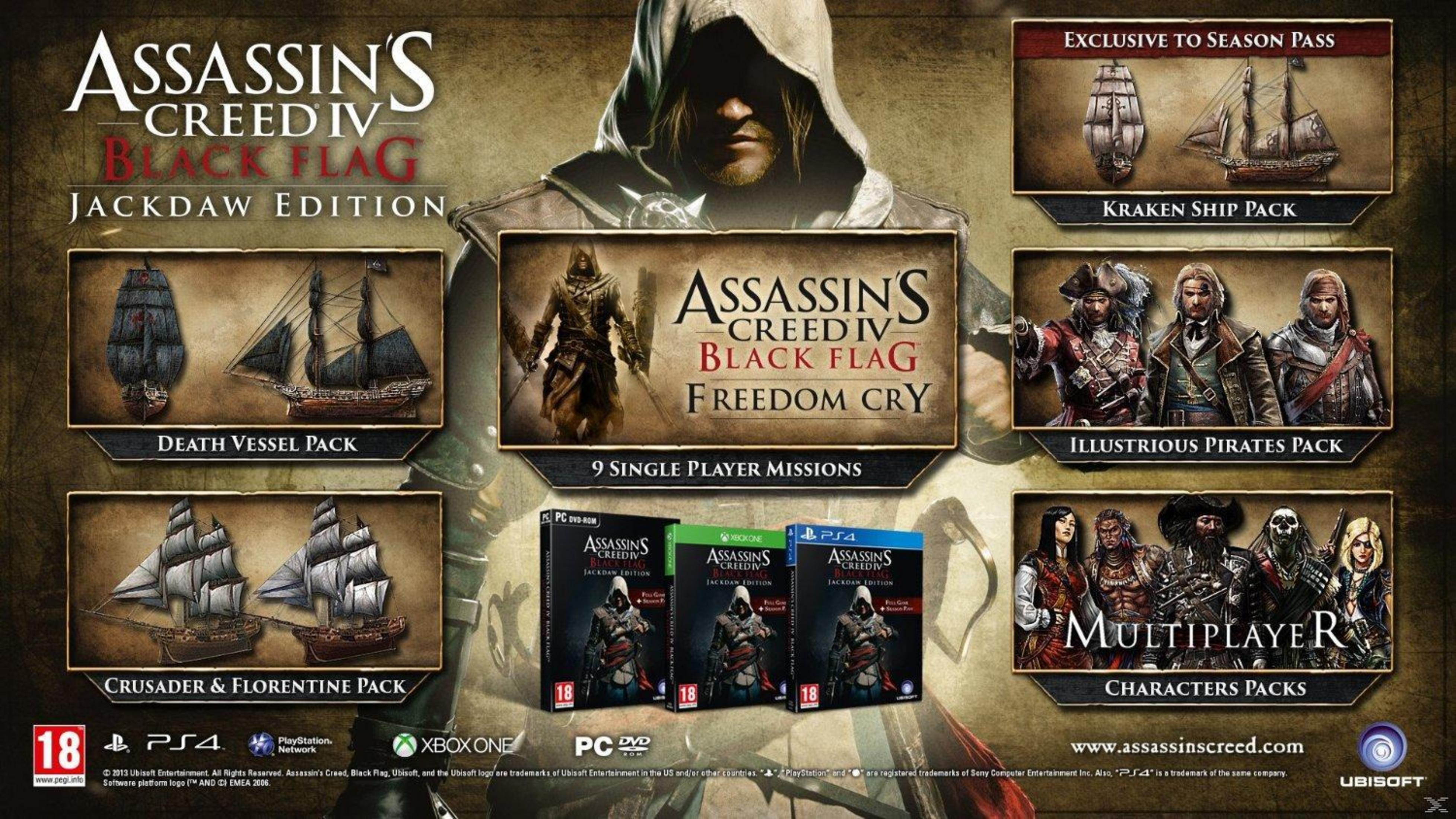 Screenshot di Assassin's Creed IV: Black Flag, pacchetti e personaggi.