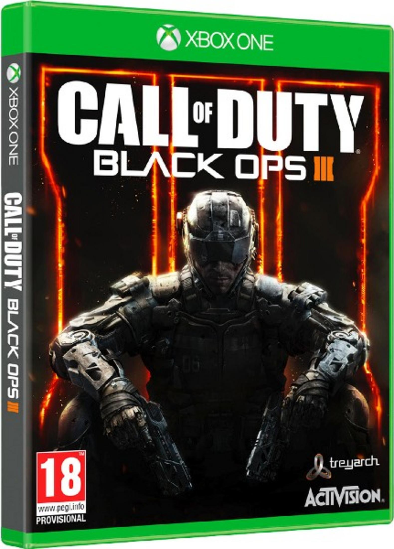 Copertina Call of Duty Black Ops III Xbox One con soldato futuristico.