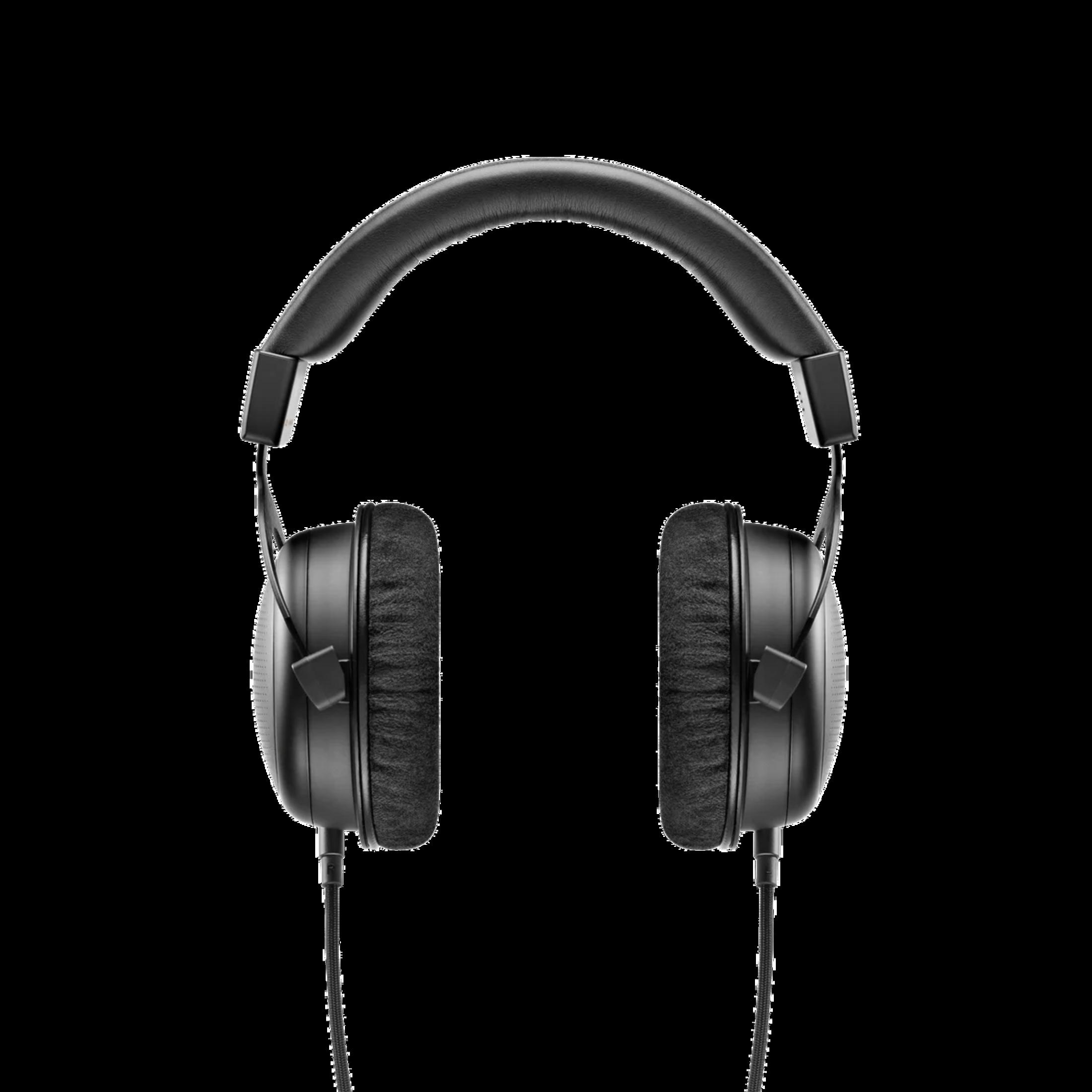 Schwarze Over-Ear-Kopfhörer mit gepolstertem Kopfbügel und Kabel.